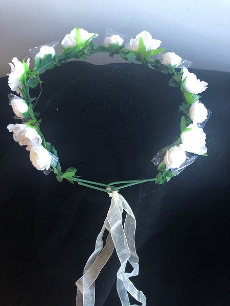 Beautiful White Flower Wreath with Green Leaves - Perfect for Home Decor, Weddings & Special Events