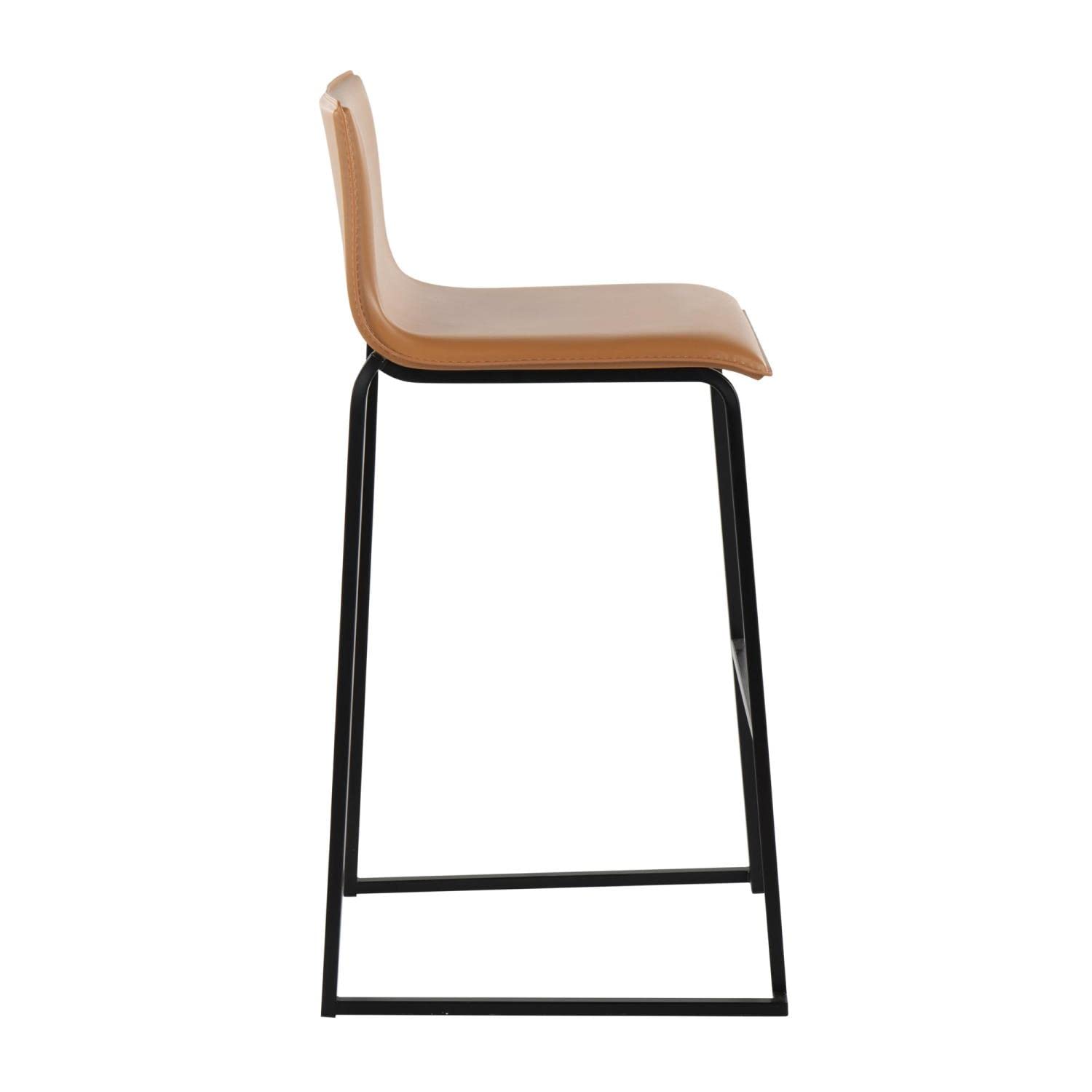 LumiSource Mara Bar Stool Set of 2 - Modern Black Counter Height Bar Chairs with Back Support - Perfect for Kitchen Island, Breakfast Nook & Home Bar Decor