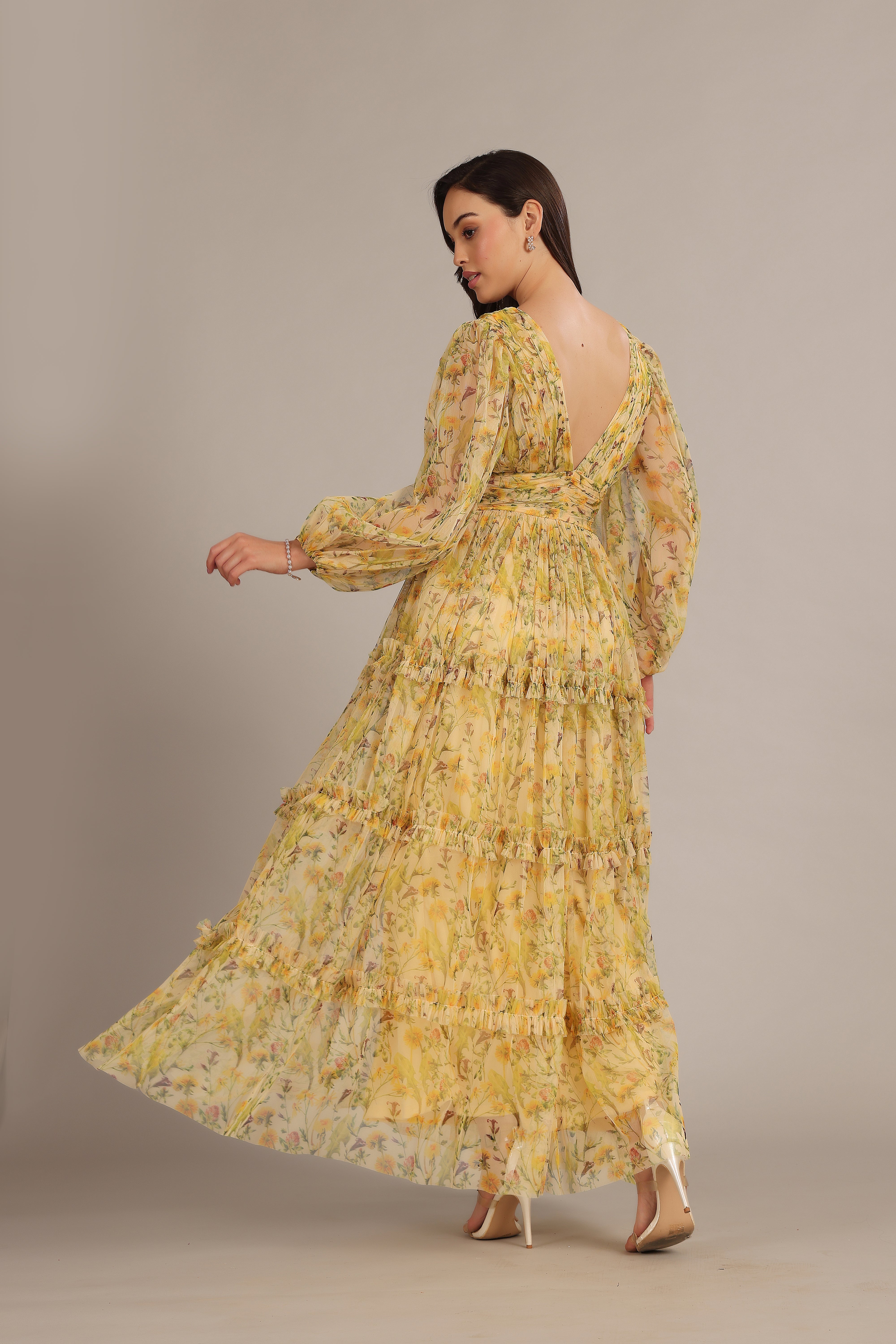Lydia Maxi Dress - Floral Print Yellow Summer Dress for Women | Beach Wedding, Vacation & Casual Outfit