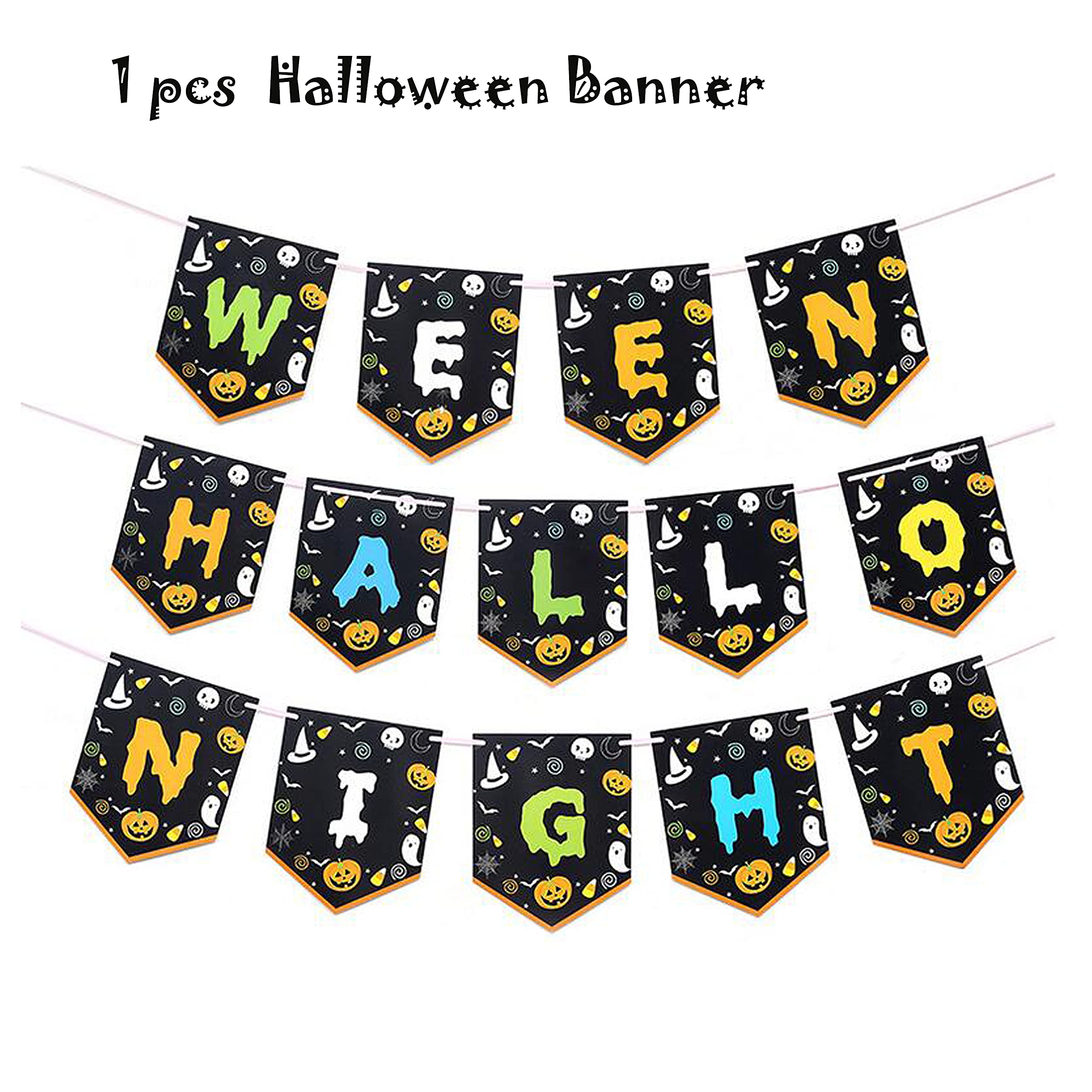 Halloween Party Supplies Set - 24-Piece Disposable Dinnerware Kit with Ghost Theme, Includes Plates, Cups, Forks, Spoons, Knives, Straws, Napkins & Banner - Perfect for Halloween Decorations, Themed Parties & Spooky Celebrations