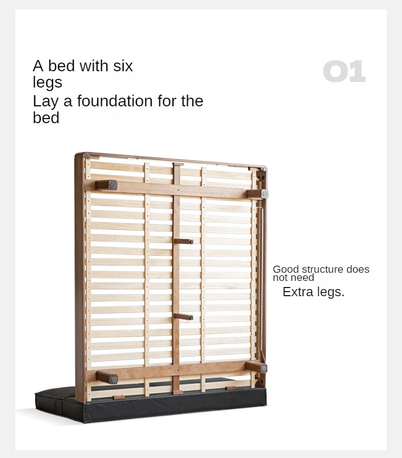 Solid Black Walnut Wood Leather Upholstered Suspended Bed with LED Lighting - Perfect for Modern Bedroom, Guest Room, and Luxury Home Decor