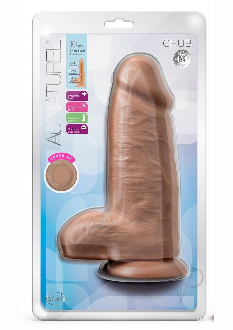 Au Naturel Chub Dildo with Suction Cup - 10 Inch Realistic Caramel Dildo for Solo Play & Couples Use - Perfect for Bedroom Fun & BDSM Scenes