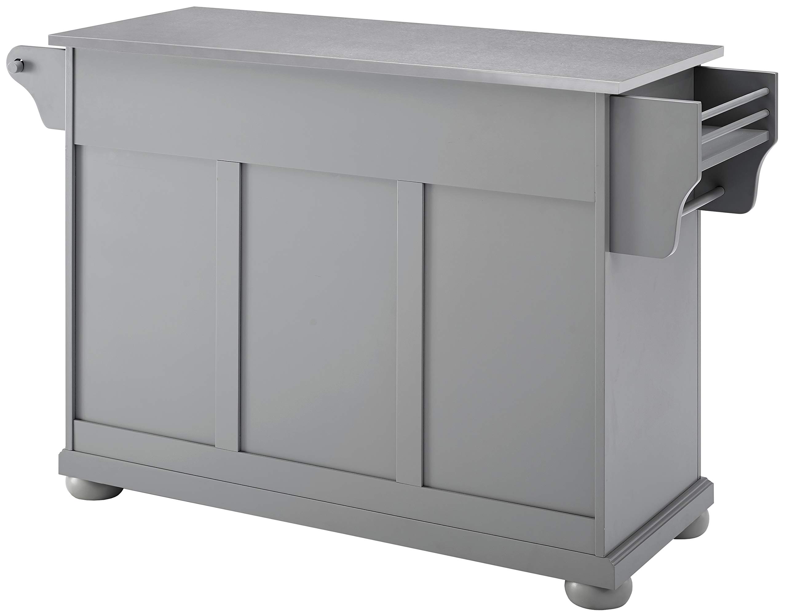 Crosley Alexandria Stainless Steel Rolling Kitchen Island Cart with Storage - Microwave Stand, Gray | Mobile Prep Station for Small Kitchens & Dining Areas