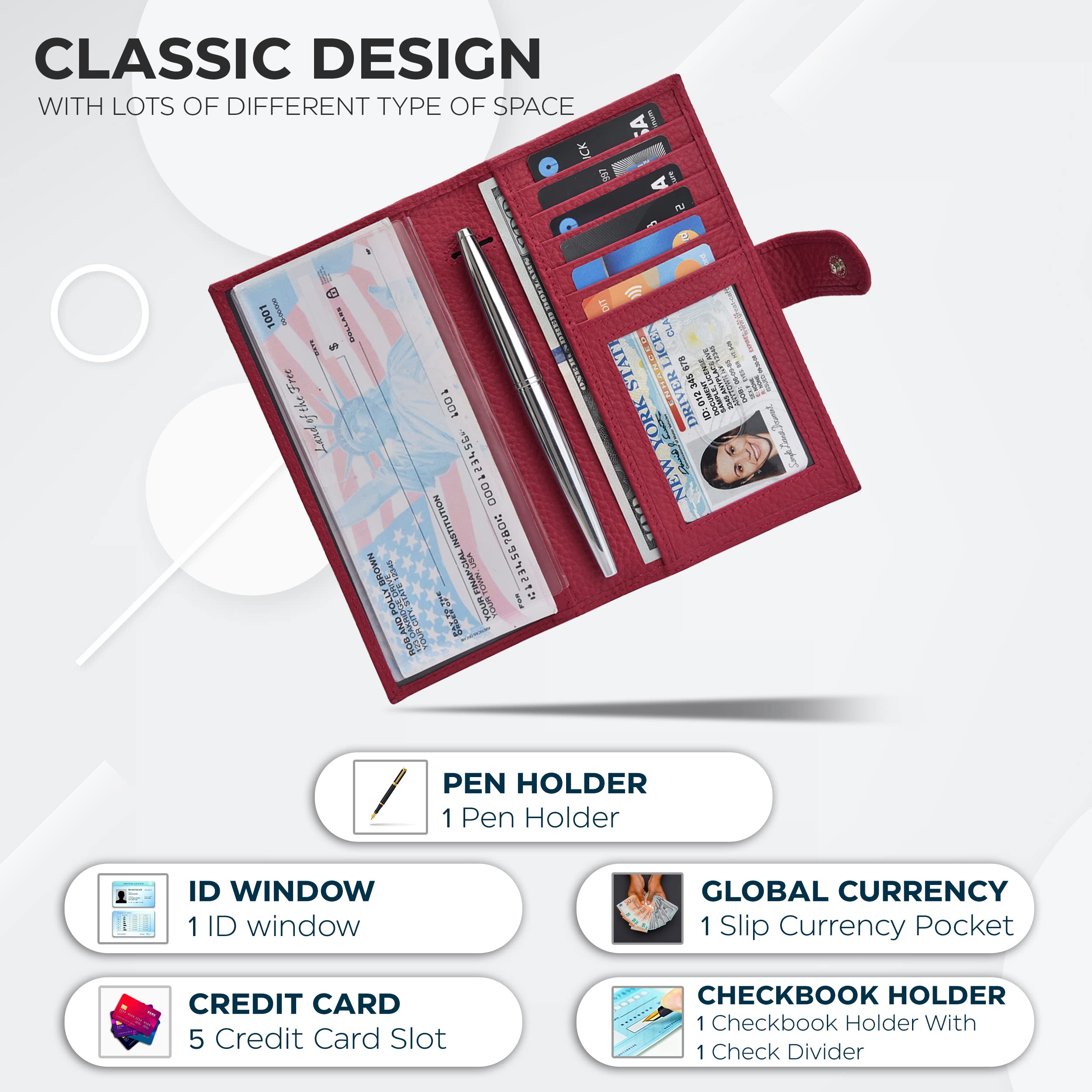 Oak Leather RFID Slim Wallet - Checkbook Cover for Men & Women | Gift & Travel Essentials