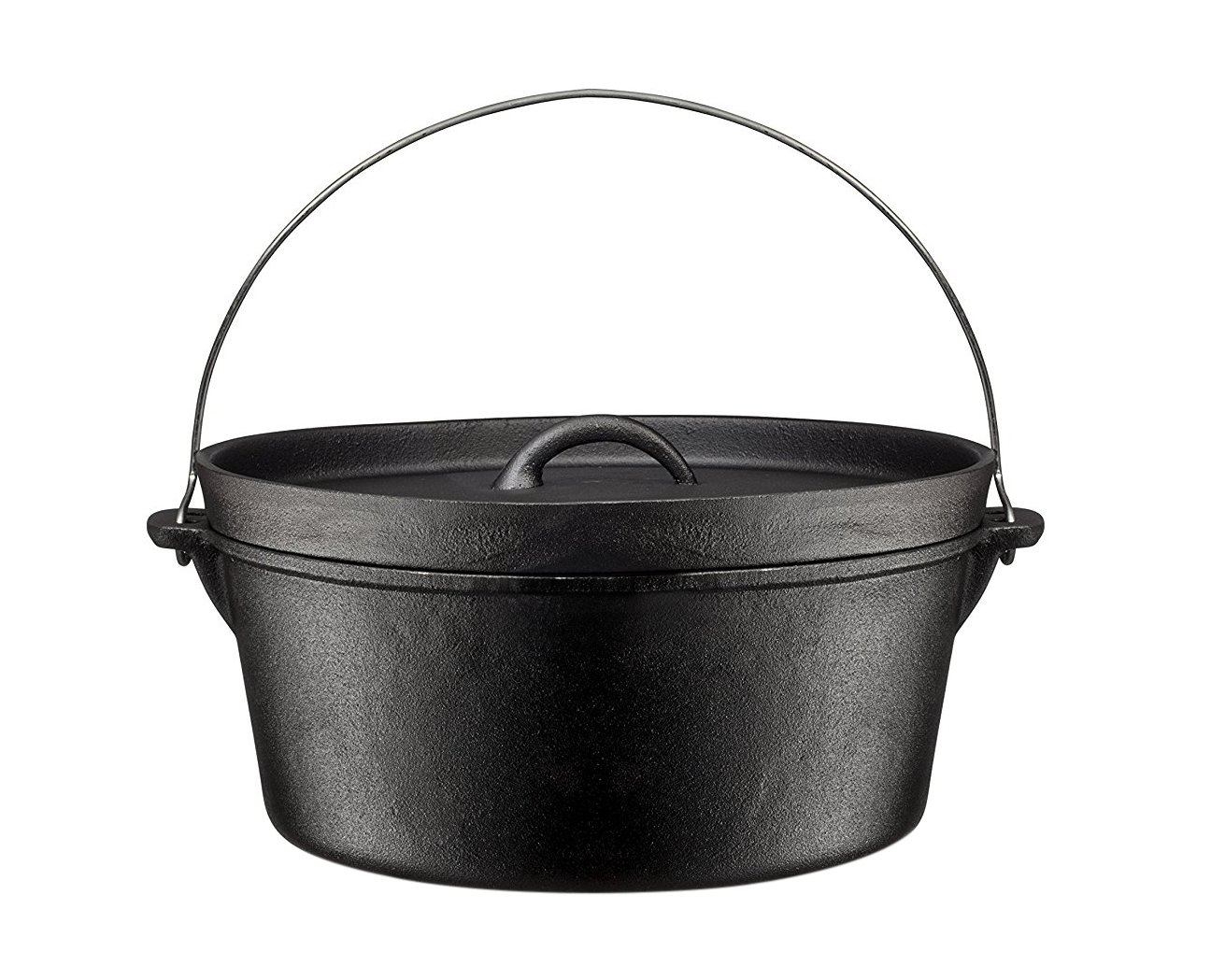 Bruntmor 8 Quart Pre-Seasoned Cast Iron Dutch Oven with Flanged Lid - Heavy Duty Camping Cookware for Outdoor Cooking, Campfire Meals, Fireplace Stews & Backyard BBQs - Perfect for Dutch Oven Bread, Chili & Slow Cooking