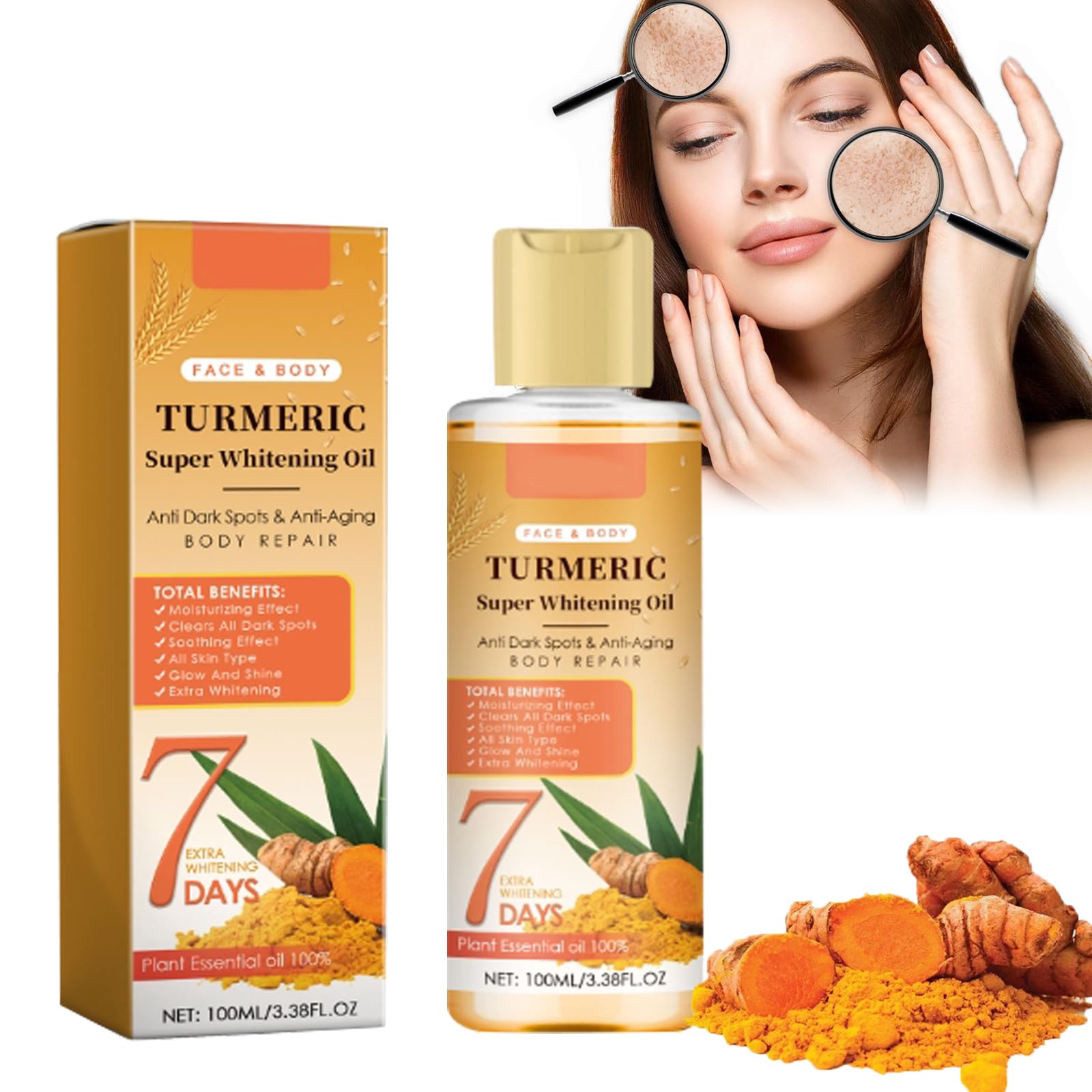 BONDIJ Pure Turmeric Essential Oil for Face & Skin - Hydrating, Clarifying Facial Serum for Glowing Skin | Natural Skin Care Treatment for Acne, Dark Spots & Anti-Aging | Perfect for Daily Skincare Routine & Spa Treatments (1 Fl Oz)