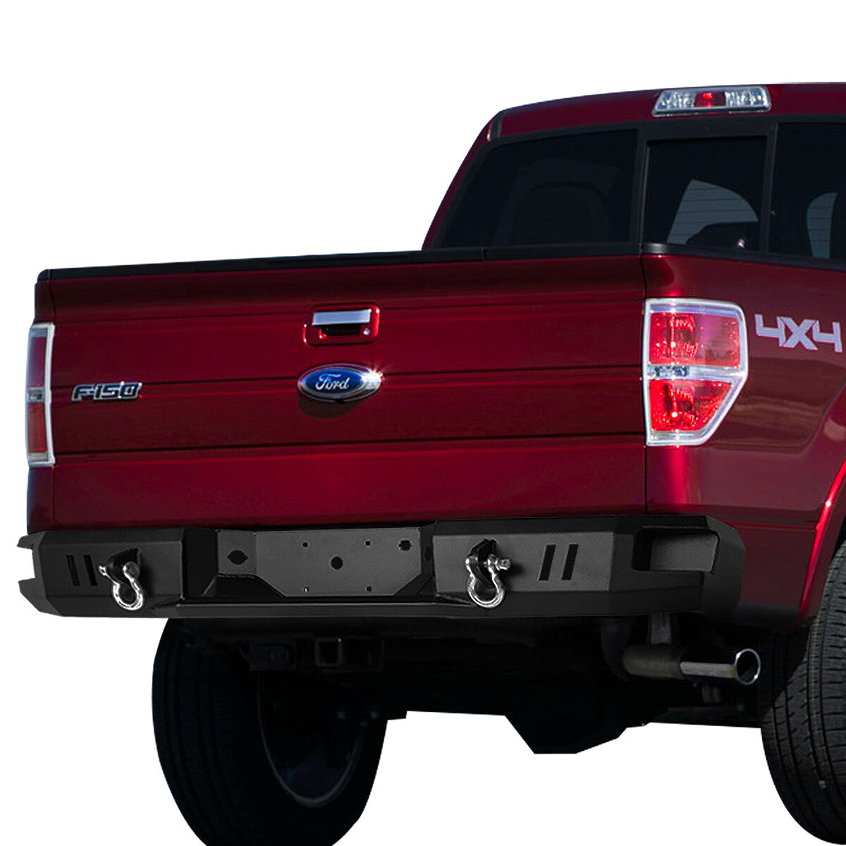 09-14 Ford F150 Heavy Duty Steel Rear Step Bumper with D-Ring Shackles - Perfect for Off-Roading, Towing & Truck Accessories Upgrade