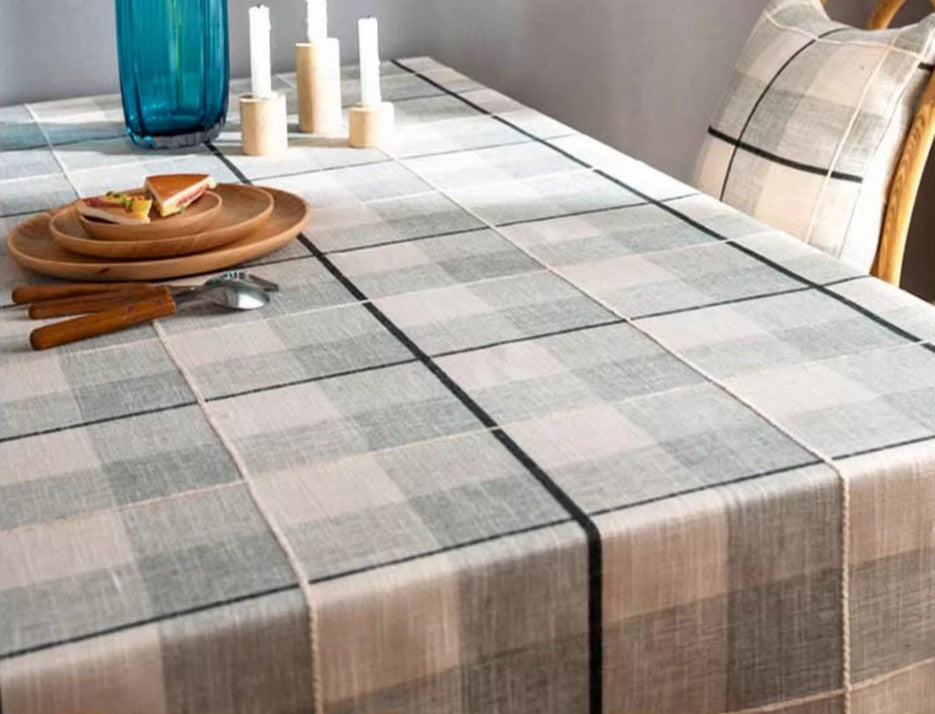 Farmhouse Style Rectangular Tablecloth - Cotton Linen Blend Dining Table Cover for Kitchen & Dining Room - Fits Oval & Rectangle Tables - Perfect for Everyday Meals, Dinner Parties & Holiday Gatherings