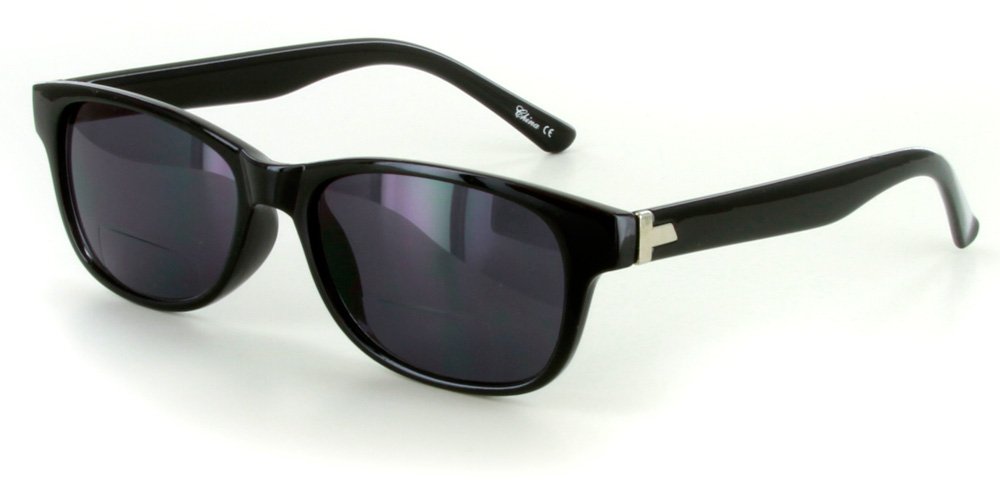 Oahu Bifocal Sunglasses - Classic Square Frame for Men & Women - Black with Smoke Lens +1.25 Reading Power - Perfect for Reading, Driving & Outdoor Activities