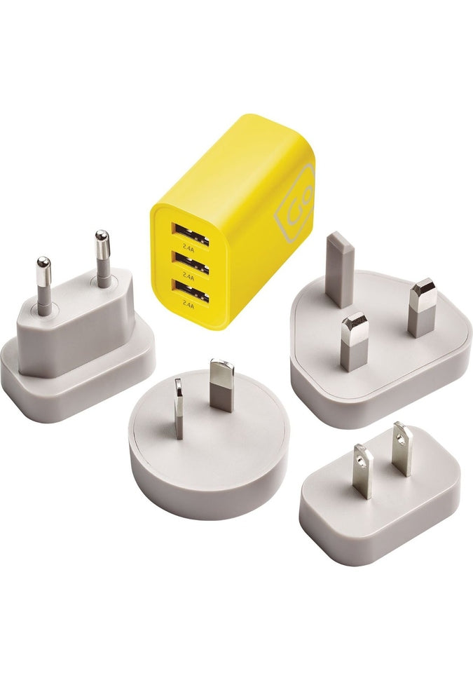 Go Travel Worldwide 3-Port USB A Wall Charger - Fast Charging for Phones, Tablets & Devices | Perfect for Travel, Home & Office Use