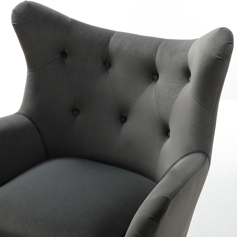 Luxury Isabelle Wingback Velvet Upholstered Armchair - High Back Accent Chair with Sturdy Metal Legs for Living Room, Bedroom & Office Decor
