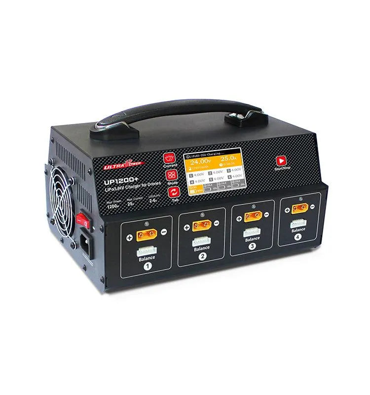 Ultra Power UP1200+ 1200W 25A 8 Channel 2-6S Lipo/LiHV Fast Battery Balance Charger with LCD Display - Perfect for RC Cars, Drones, and Airplanes Charging