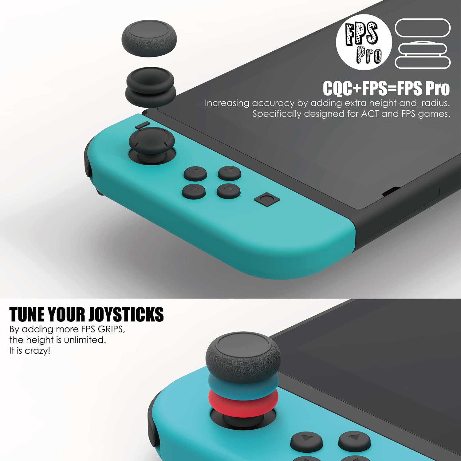 Skull & Co. Thumb Grip Set, Joystick Caps & Analog Stick Covers for Nintendo Switch & Switch OLED Joy-Con Controllers - Neon Blue + Yellow, 3 Pairs (6 Pieces) - Perfect for Gaming Comfort & Enhanced Grip During Long Play Sessions