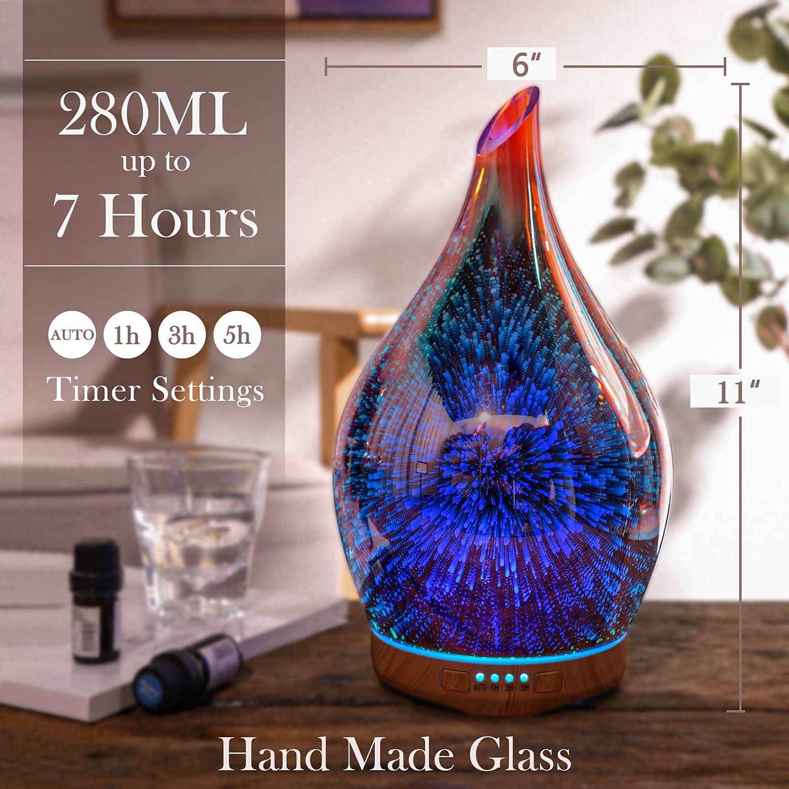 Proseme 280ml Rose Gold & Aroma Ultrasonic Humidifier with Essential Oil Diffuser - Remote Control Included - Perfect for Bedroom, Yoga Studio & Office Relaxation
