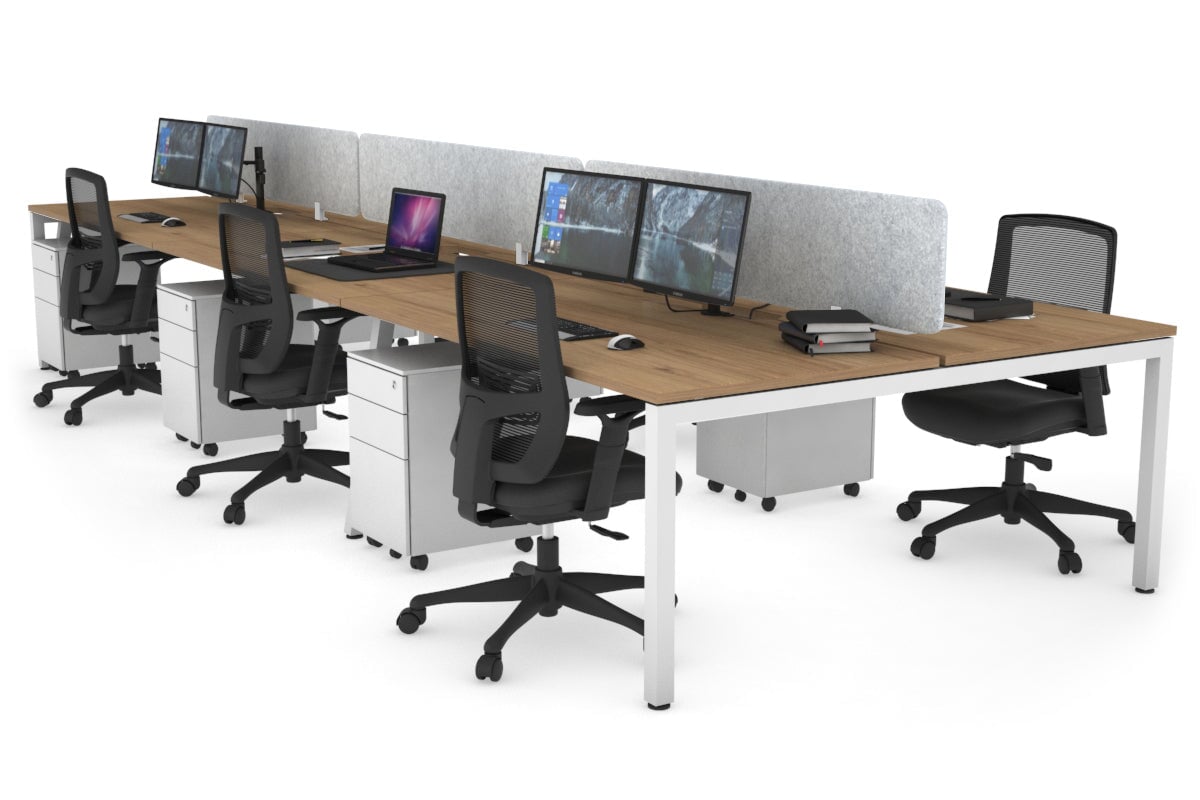 6-Person Office Workstation with Quadro Square Legs - 1600L x 800W Dimensions, Cable Management Scallop for Organized Workspace - Perfect for Open Office Layouts, Team Collaboration & Modern Workspaces
