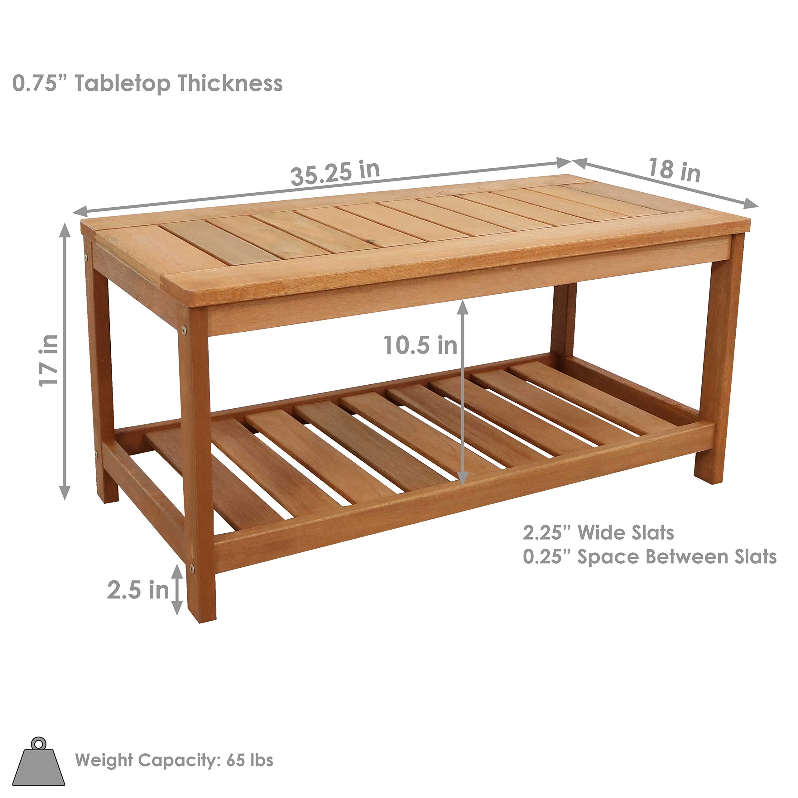 35-Inch Meranti Wood Outdoor Coffee Table & 20-Inch Side Table Set with Teak Oil Finish - Weather-Resistant Patio Furniture for Garden, Poolside & Backyard Relaxation