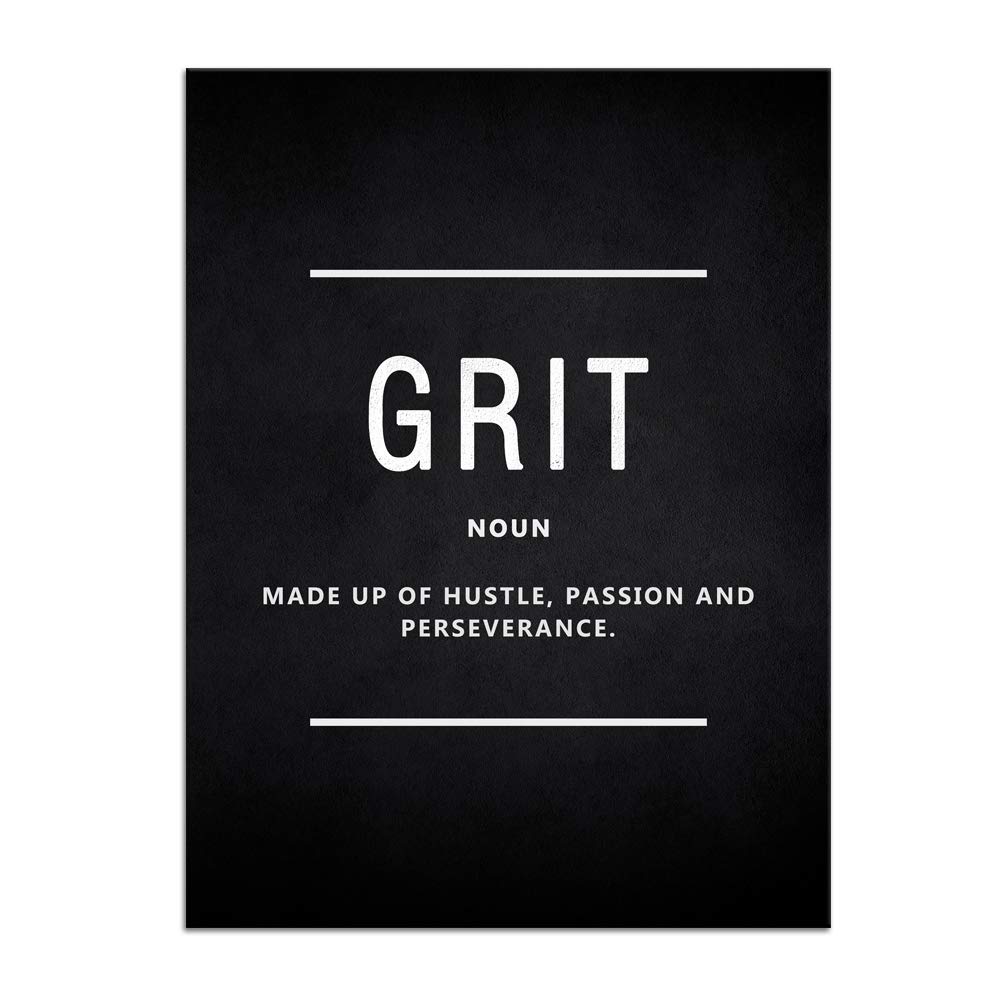 Modern Inspirational Wall Art - Motivational Canvas Prints with Wooden Frame, Grit Noun Quotes for Office & Home Decor - Perfect for Living Room, Bedroom, or Workspace - Easy to Hang (18”W x 24”H) - Ideal for Boosting Productivity & Creating Positive Vibes