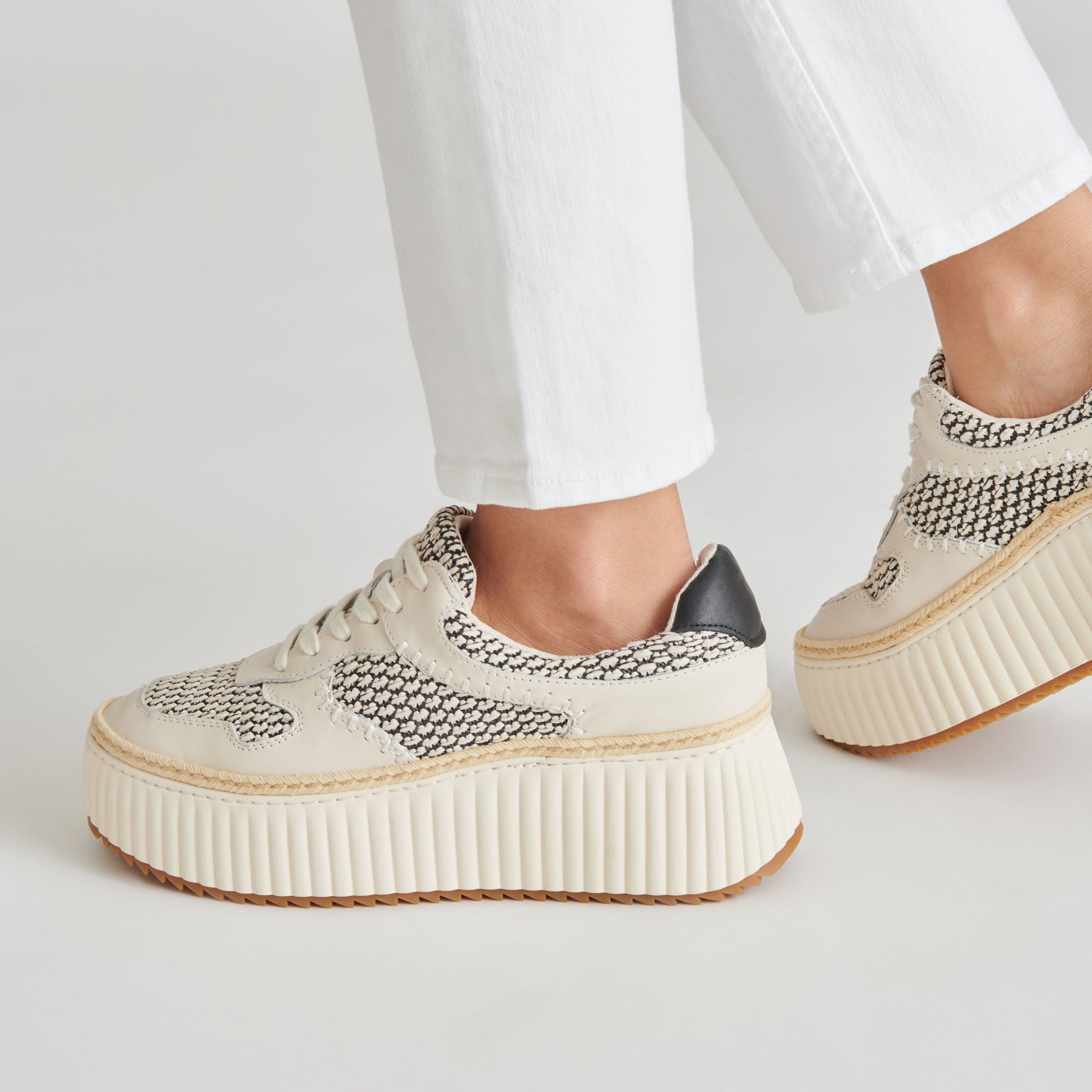 DANDI Women's Black Natural Raffia Sneakers - Comfortable Casual Shoes for Walking, Travel & Everyday Wear
