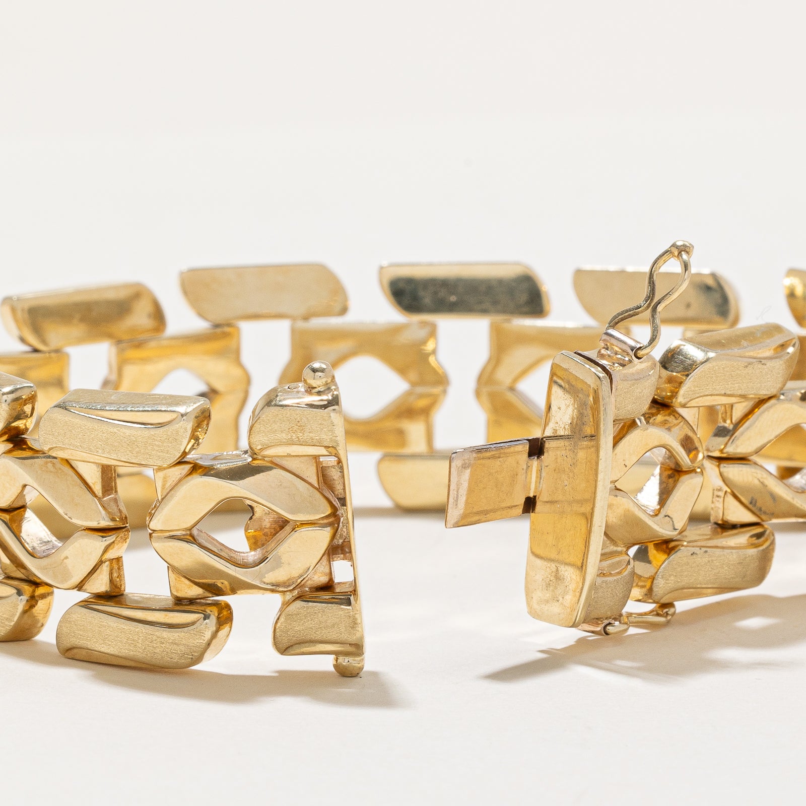14K Yellow Gold Ornate Bracelet for Women - 20.85mm Wide, 7.5 Inches Adjustable - Elegant Handmade Jewelry for Parties, Weddings & Special Occasions