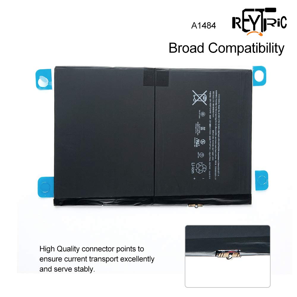 REYTRIC A1484 Replacement Battery for iPad 5 & iPad Air (A1474/A1475/A1476) - 3.73V 8827mAh High Capacity Battery with Installation Tools - Perfect for iPad Repair & Battery Replacement at Home