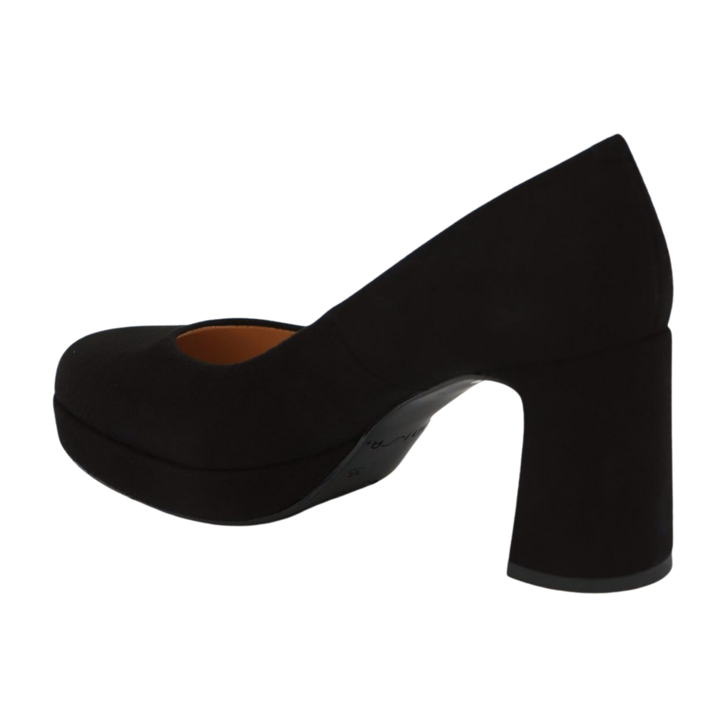 UNISA Black Suede Platform Court Shoes for Women - Chunky Heel Dress Pumps for Work, Party & Wedding - Comfortable Office Shoes with Non-Slip Sole