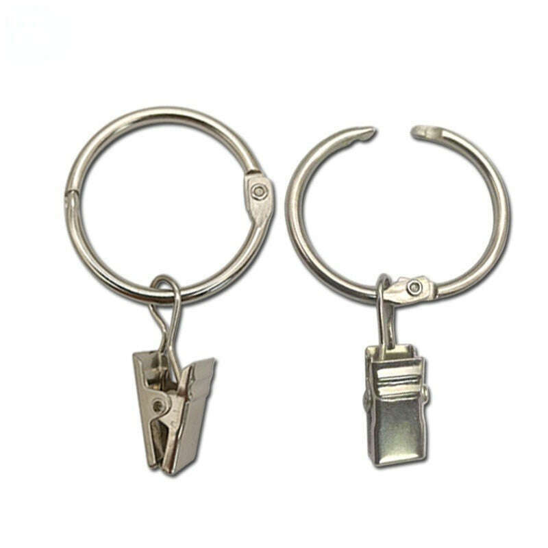 Kara Openable Curtain Rings with Clips Hooks - Easy Clip-On Curtain Hooks for Hanging Drapes, Sheers & Valances - Perfect for Living Room, Bedroom & Window Decor