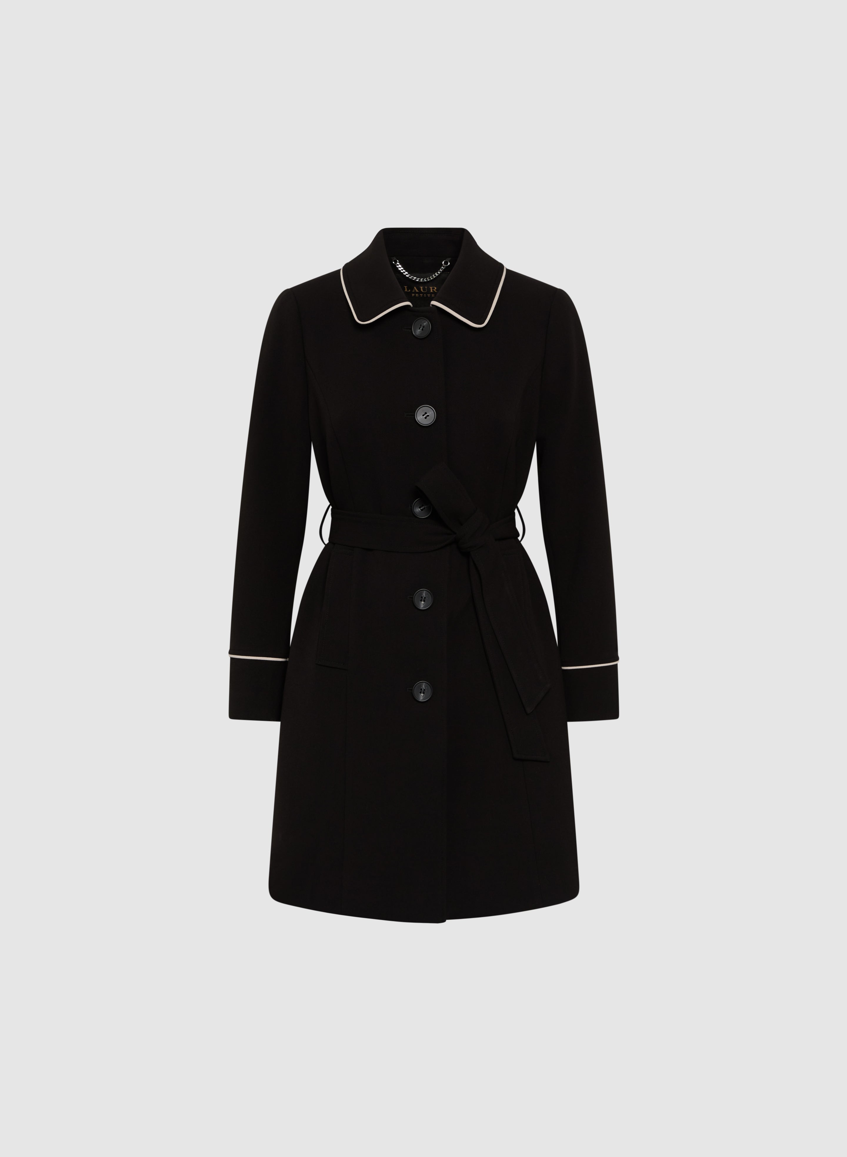 Stylish Contrast Trim Tricotine Coat for Women - Elegant Outerwear for Office, Parties & Fall Fashion