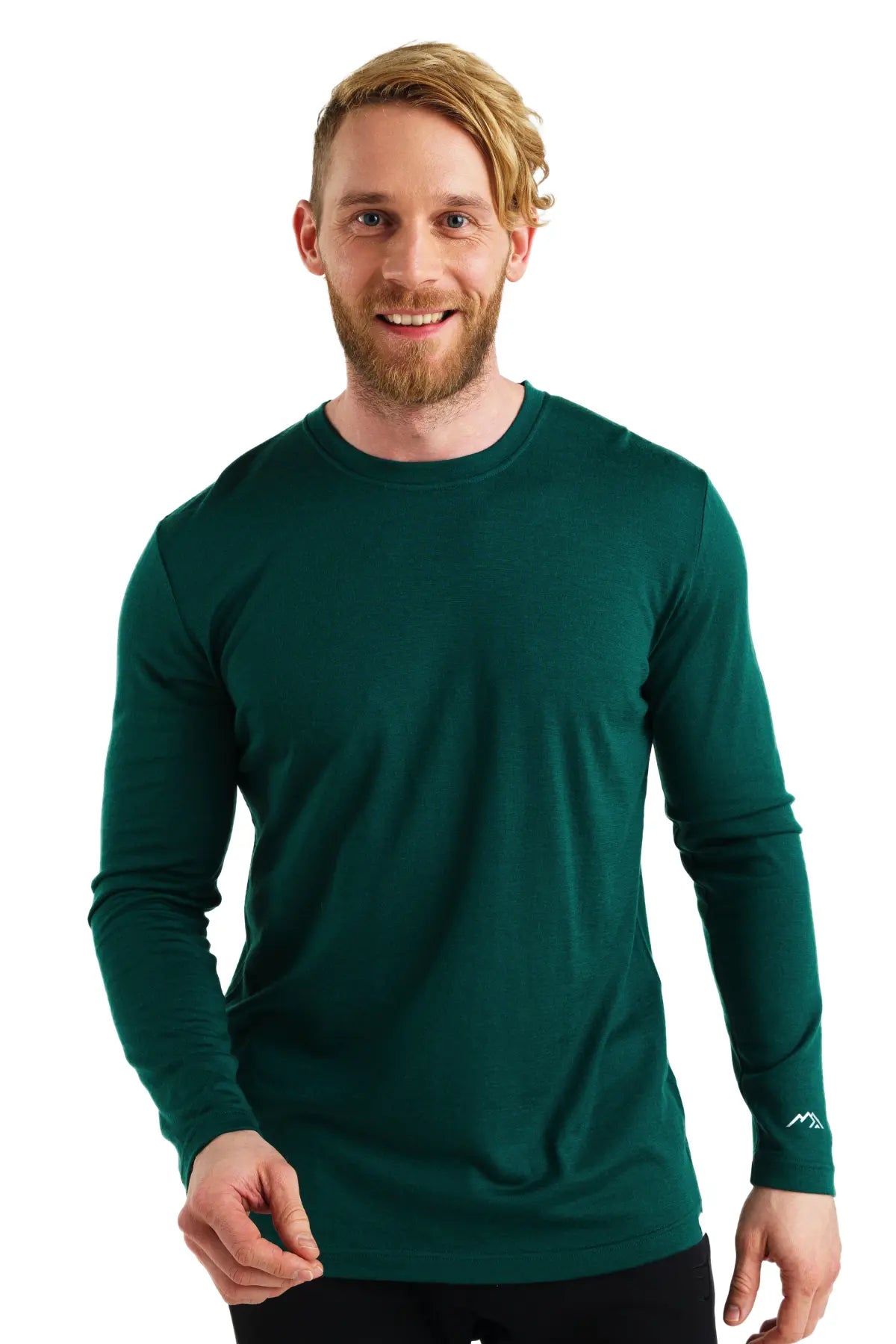 Premium Men's Merino Wool Long Sleeve Shirt - 165 Forest Green for Hiking, Camping & Outdoor Activities