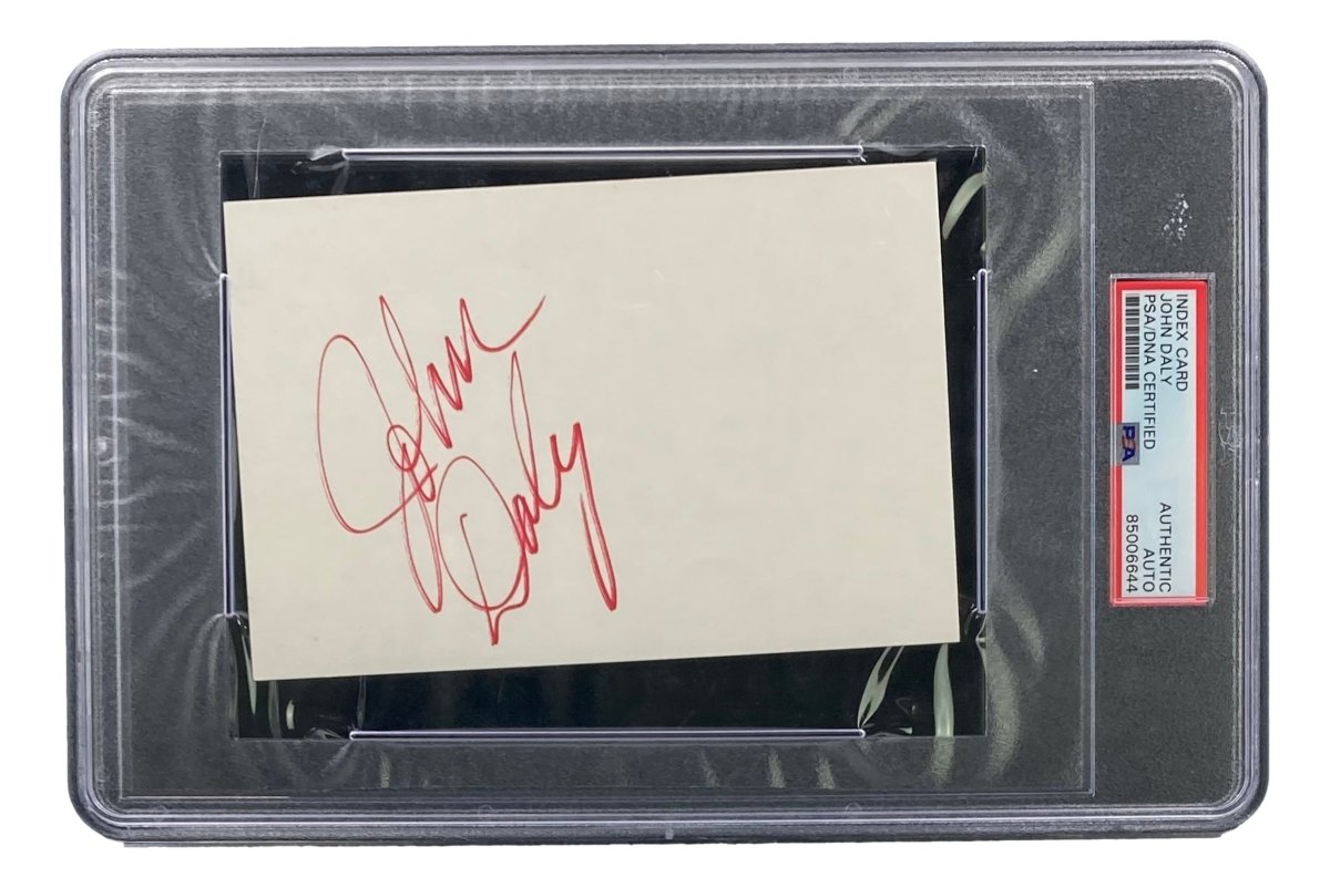 John Daly Autographed Index Card with PSA/DNA Certification - Collectible Golf Memorabilia for Fans & Sports Enthusiasts