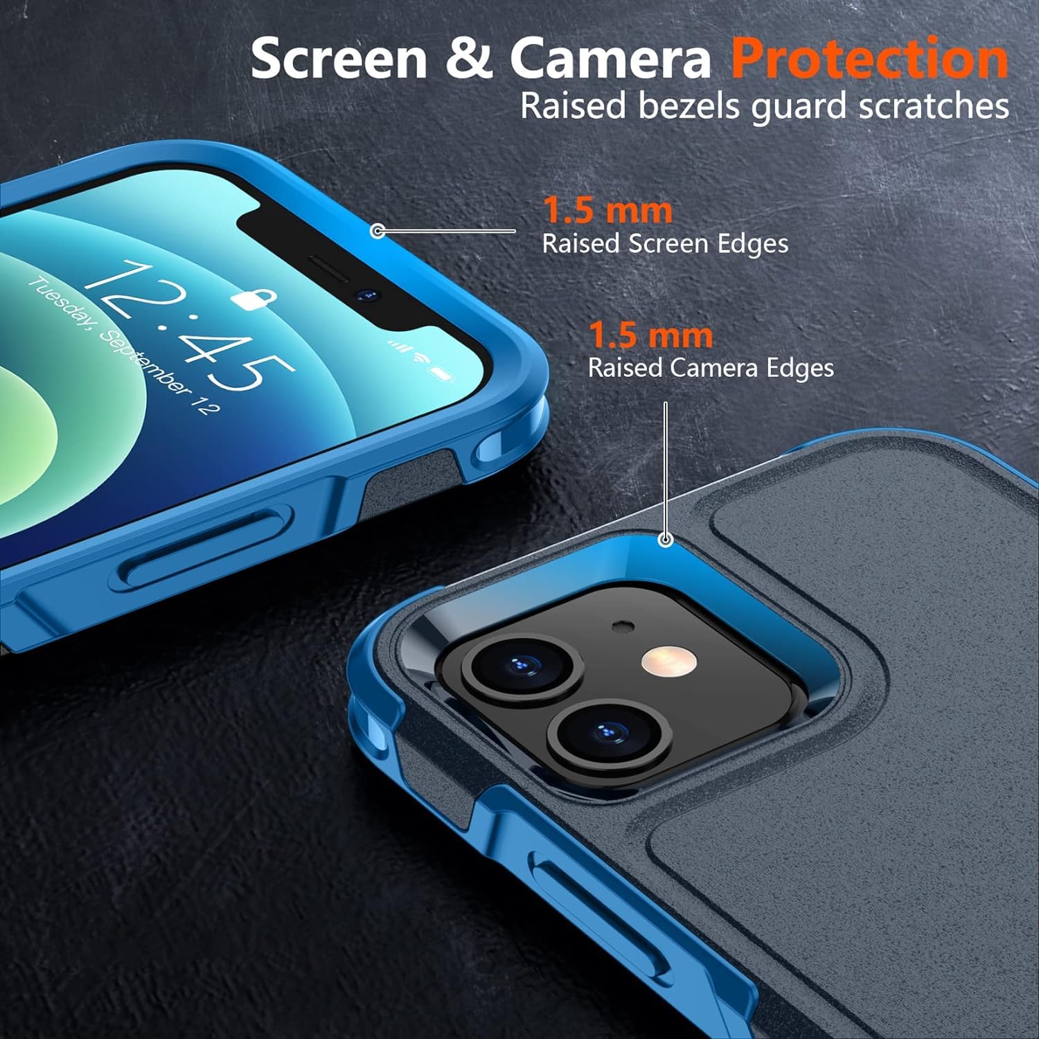 SPIDERCASE Shockproof iPhone 12/12 Pro Case - Durable Dark Blue Protective Cover for iPhone 12 & iPhone 12 Pro | Perfect for Outdoor Activities, Work & Daily Use