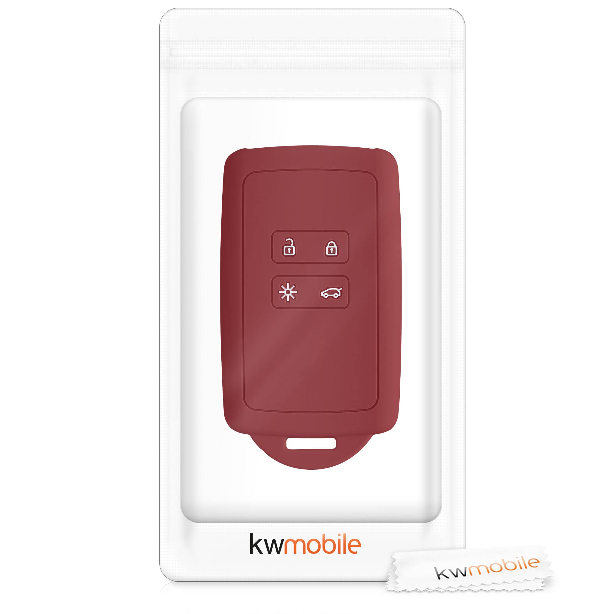 kwmobile Key Cover Compatible with Renault - Dark Red Car Key Fob Case | Protective Shell for Renault Vehicles | Perfect for Daily Use & Travel