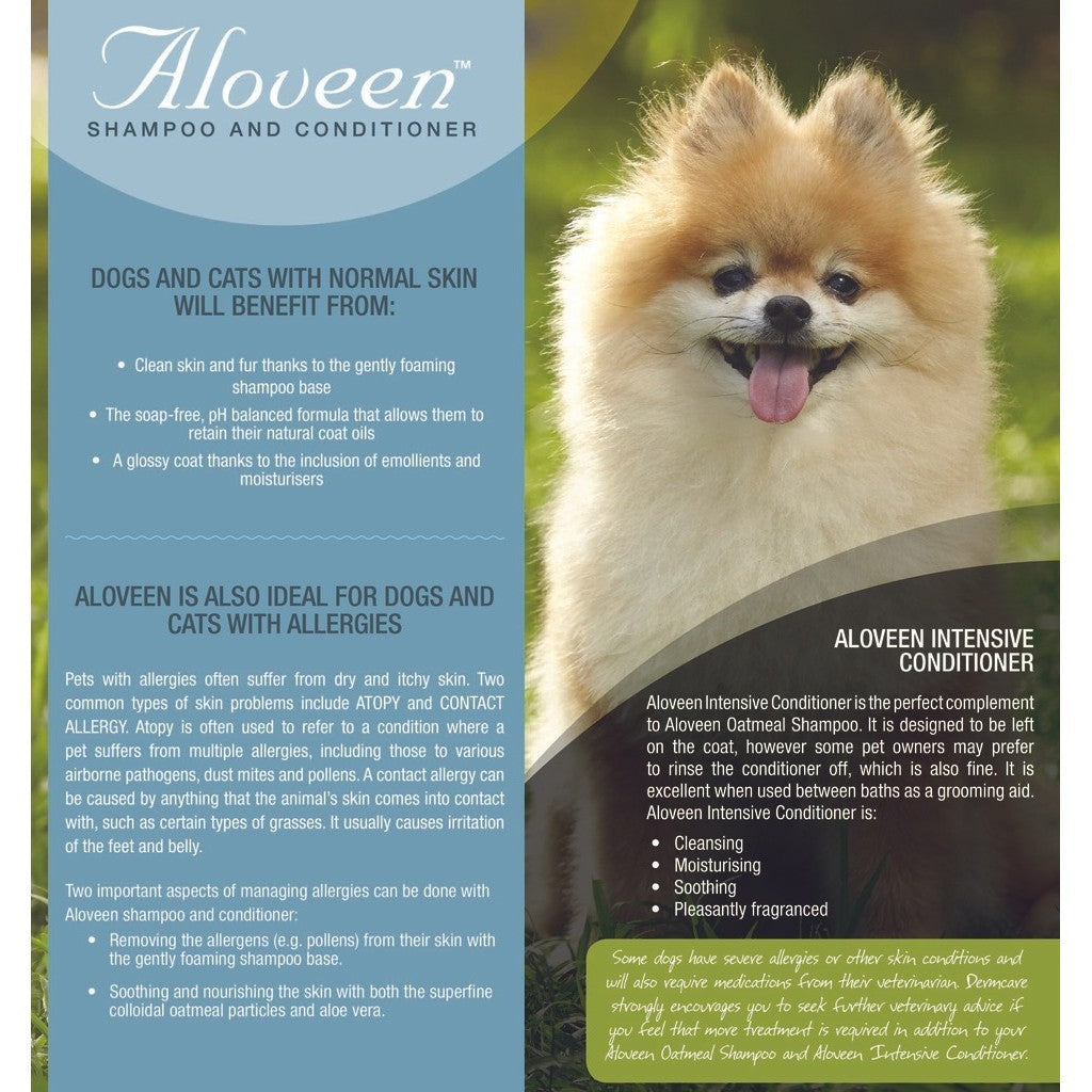 Dermcare Malaseb Medicated Shampoo for Dogs & Cats - 200ml & 1L Sizes | Aloveen Oatmeal Shampoo & Conditioner Set - 500ml & 1L | Vet-Recommended Pet Care Solution for Skin Irritations & Allergies - Perfect for Bathing & Grooming at Home