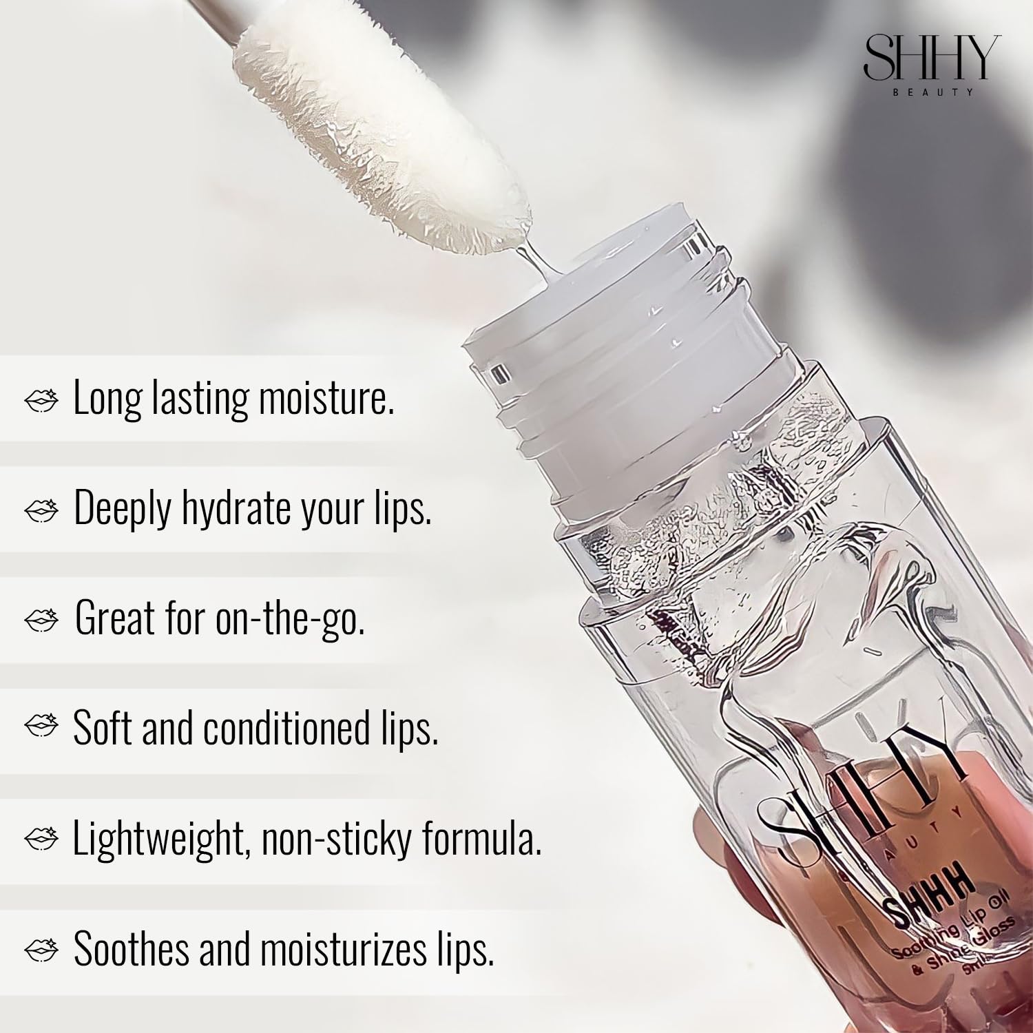 Shyy Beauty SHHH Vitamin E Lip Oil - Hydrating Clear Lip Gloss for Dry & Damaged Lips | Nourishing Non-Sticky Formula with Vitamin E | Perfect for Daily Moisture & Night Lip Care