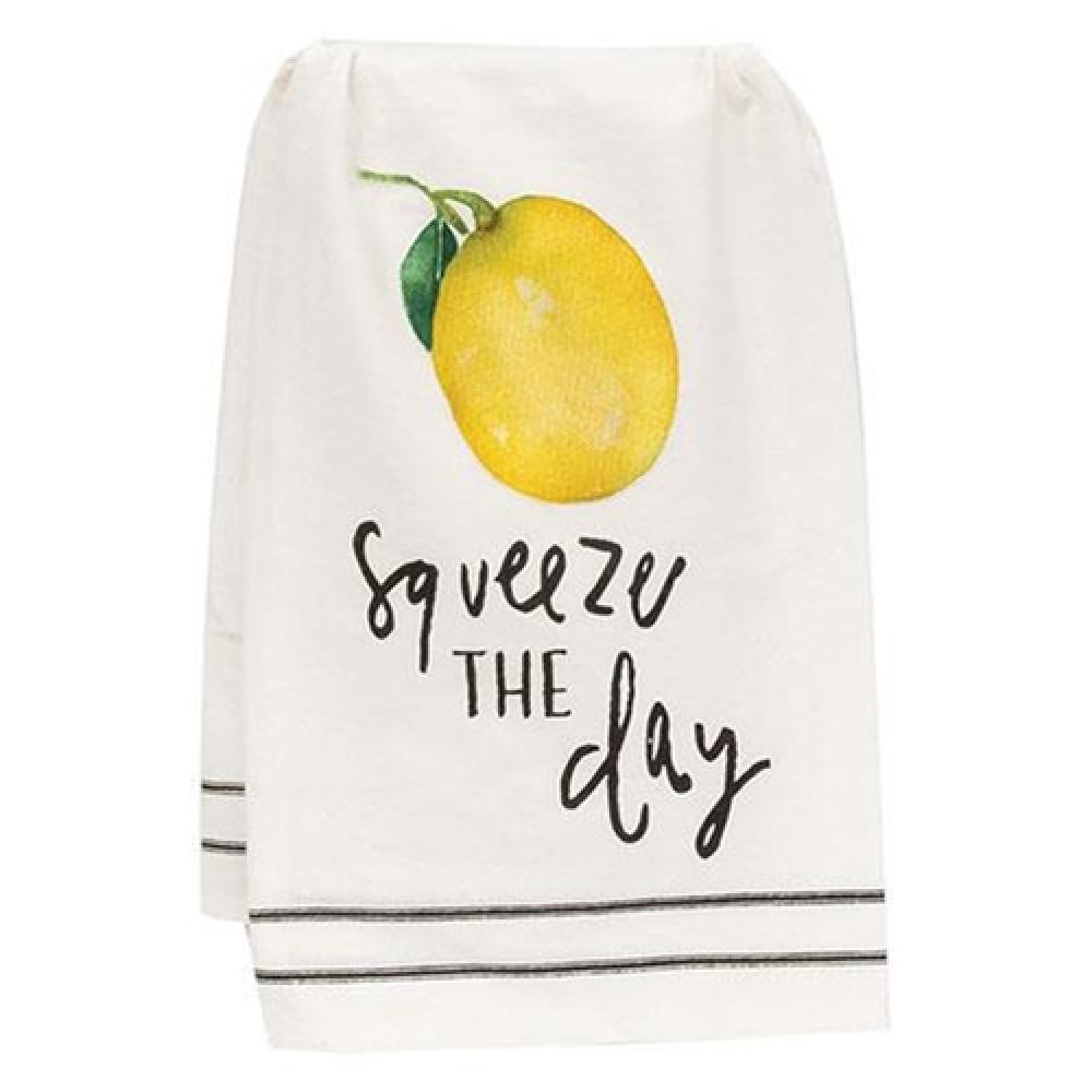 Funny Lemon Squeeze the Day Dish Towel - Absorbent Kitchen Towel for Drying Dishes, Cleaning & Decor - Cute Home Decor for Kitchen, Bathroom & Housewarming Gifts