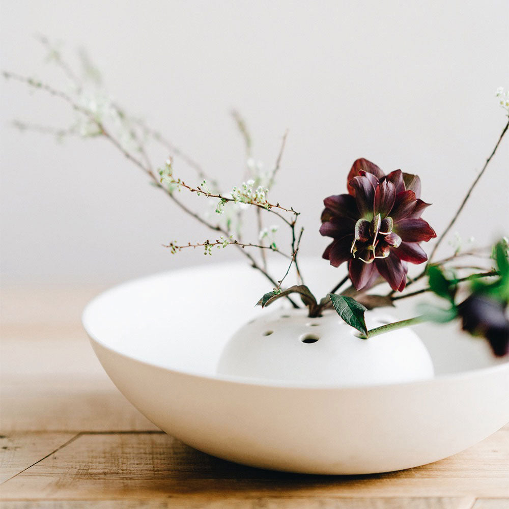 Ceramic Flower Frog Bowl - Floral Arrangement Holder for Fresh & Artificial Flowers - Perfect for Centerpieces, Weddings & Home Decor