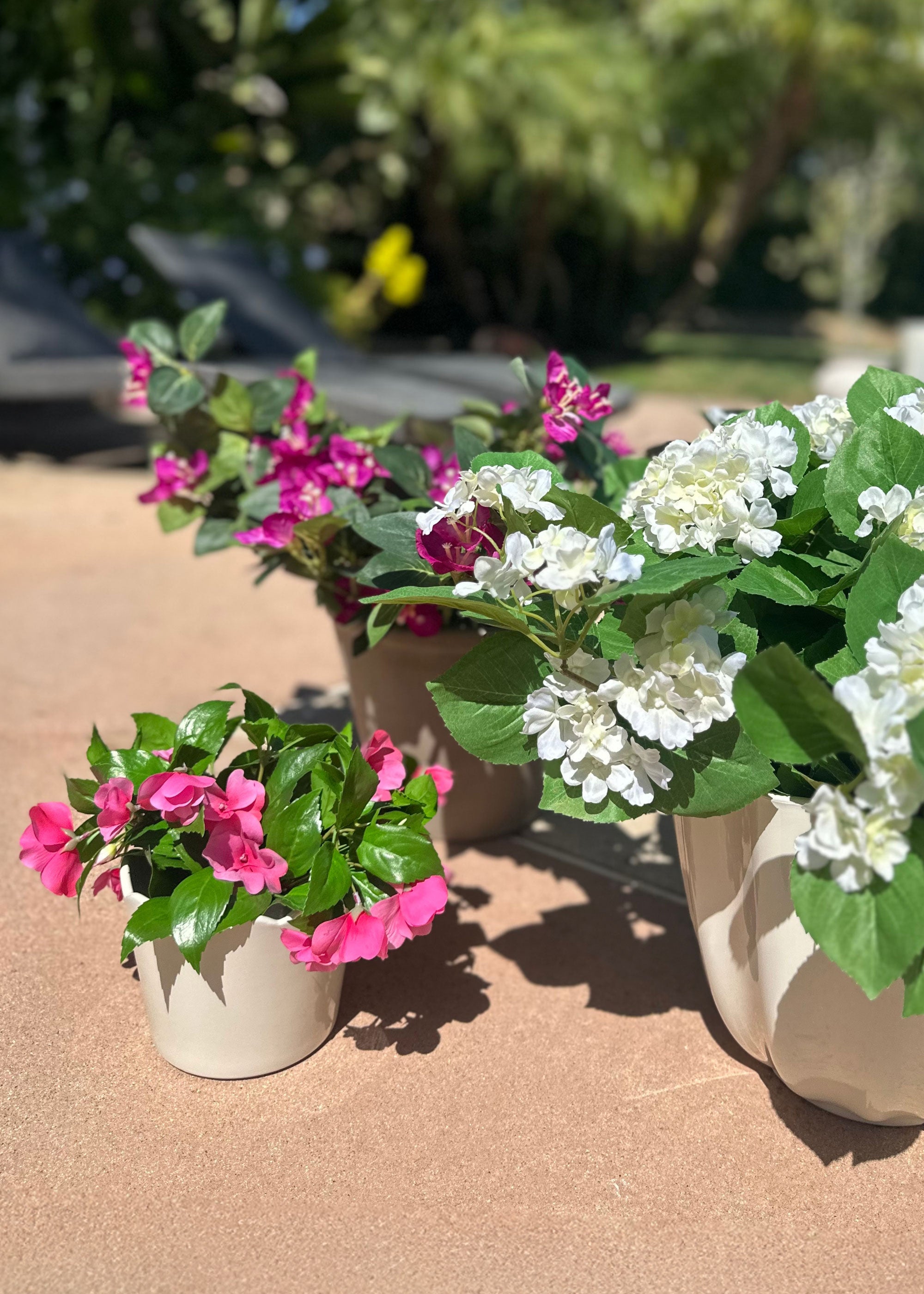 UV Treated Indoor/Outdoor Natural Touch Impatiens Bush - 10 Pack of Artificial Flowers for Home Decor, Garden, Wedding & Party Arrangements