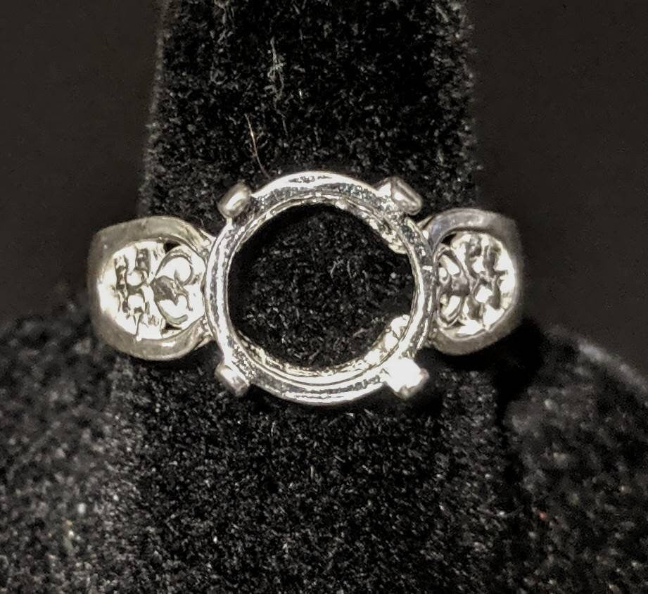 14K Gold or Sterling Silver 6-10mm Round Cabochon Filigree Pre-Notched Ring Setting – Size 7 (Item #163561/143561) – Perfect for Jewelry Making, DIY Crafting & Custom Ring Designs
