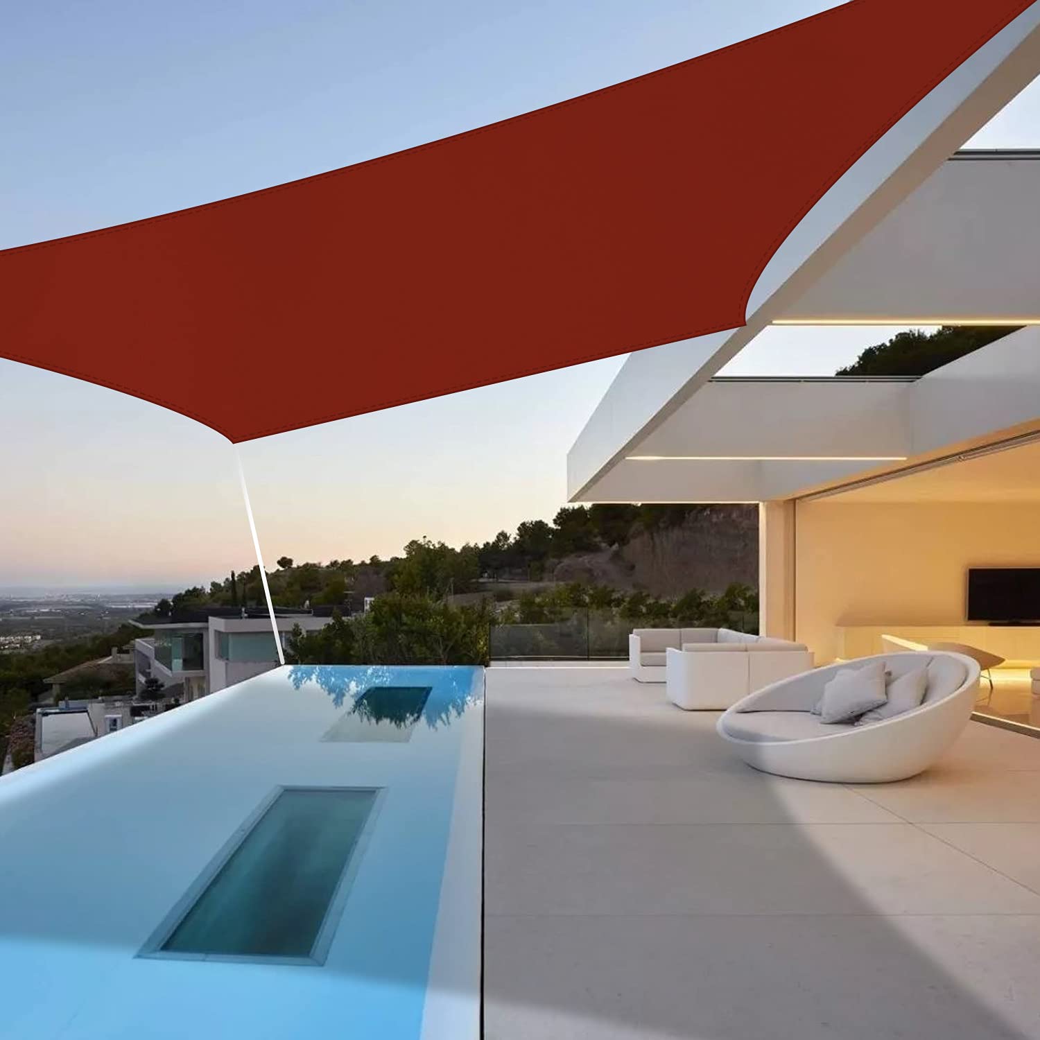 12'x12' Rectangle Shade Sail - UV Block Waterproof Sun Canopy for Backyard, Patio, Garden & Pool | Rust Red Outdoor Shade Solution | Perfect for Summer Relaxation & Outdoor Entertaining