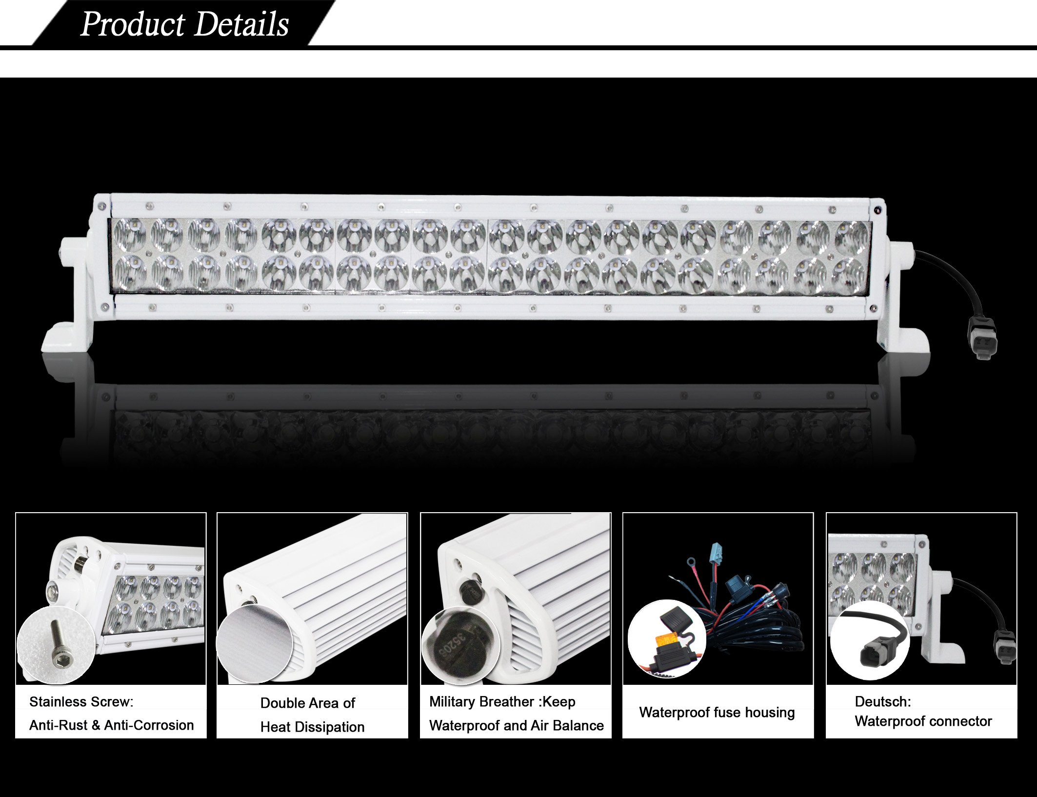 20 Inch Marine White Curved LED Light Bar - 17,120 Lumens High Brightness for Boats, Off-Road Vehicles & Trucks - Waterproof & Durable Aurora Series