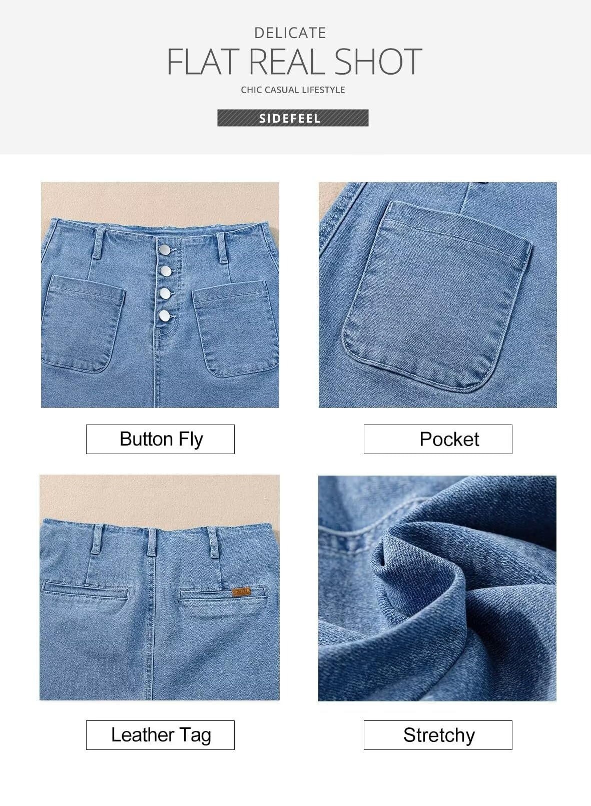 Sidefeel Women's High Waisted Stretch Denim Shorts with Button Fly | Comfortable Summer Jean Shorts 2025 | Perfect for Beach, Casual Wear & Outdoor Activities
