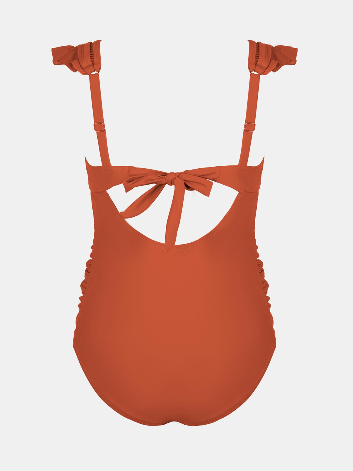 CUPSHE Maternity One Piece Swimsuit for Women - V Neck Ruffle Ruched Back Cutout Bathing Suit with Wide Straps for Pregnancy Swimwear | Perfect for Beach Vacation, Pool Party & Maternity Photoshoot