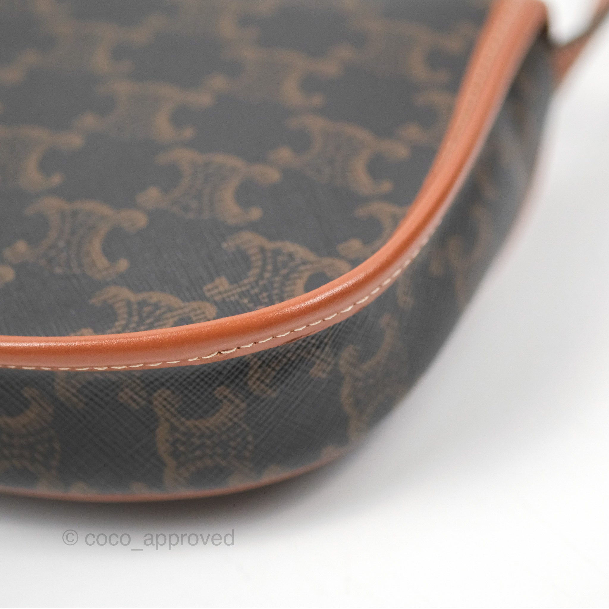 Celine Mini Besace Triomphe Bag in Canvas and Calfskin Leather - Tan Crossbody Purse for Women | Perfect for Everyday Use, Work, and Travel