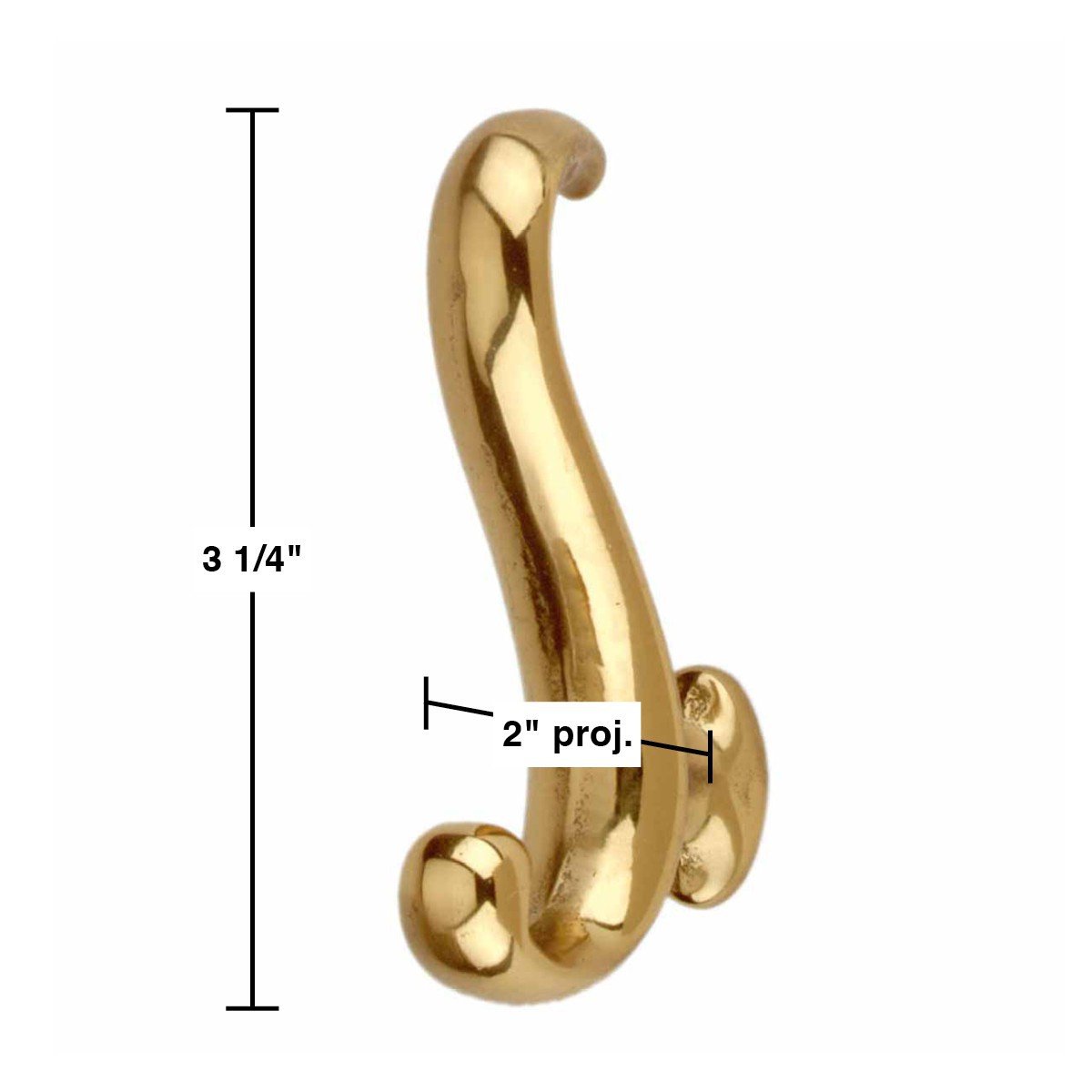 Dolphin Coat Hooks - Solid Brass Wall Mounted Hooks for Bathroom & Towel Organization (Pack of 25) | Heavy Duty 2 x 0.63 x 3.25 Inch Hangers - Perfect for Bathrooms, Spas, and Beach House Decor