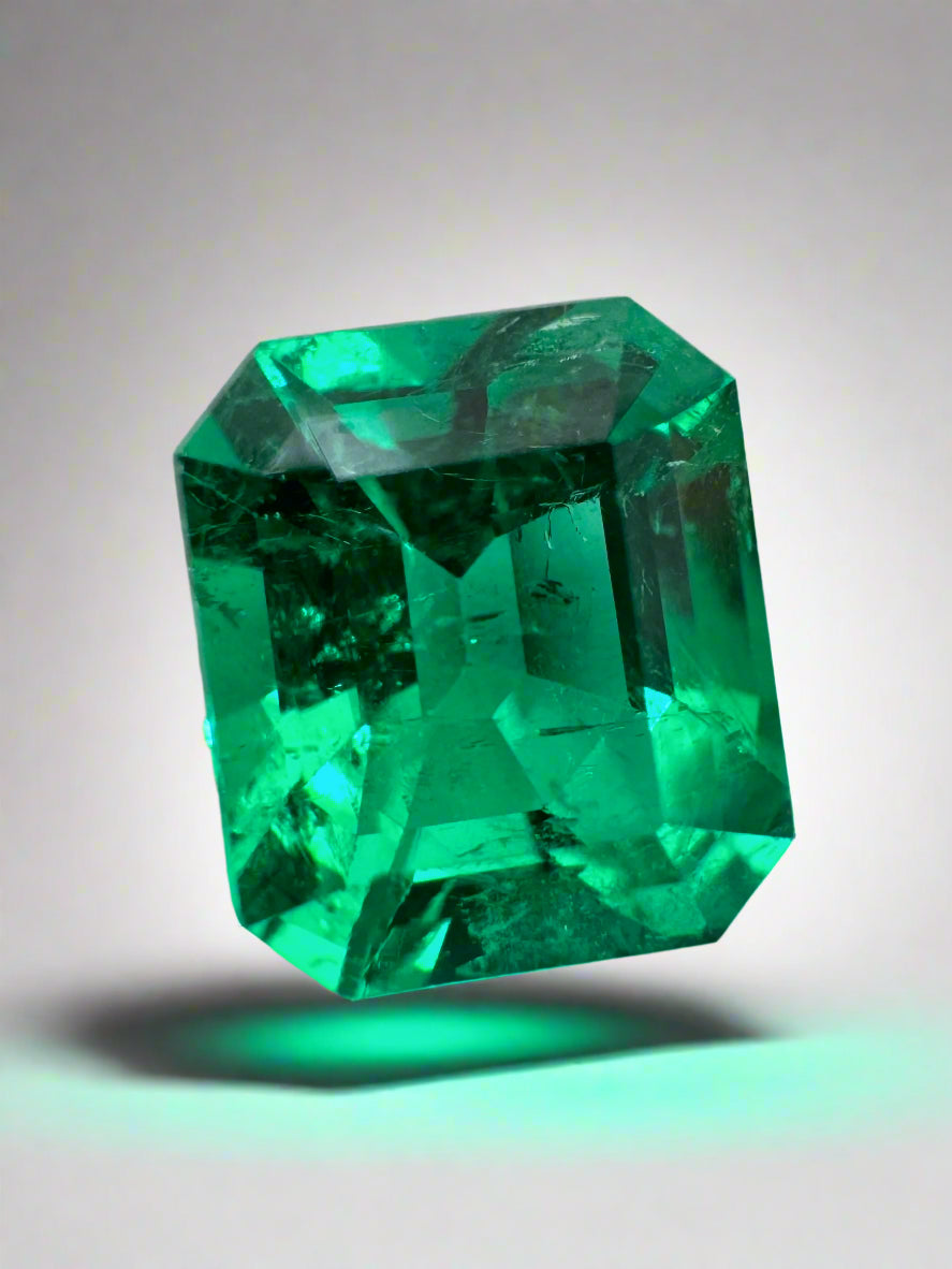 1.82 Carat 8x7mm Vivid Yellowish Green Colombian Emerald - Loose Gemstone for Jewelry Making, Engagement Rings & Collector's Items