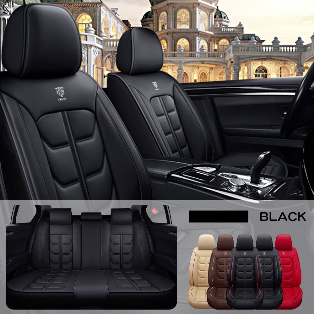 Premium PU Leather Waterproof Car Seat Covers for Jeep Wrangler 2005-2023 - Full Set Black Interior Accessories | Perfect for Off-Road Adventures & Daily Commutes