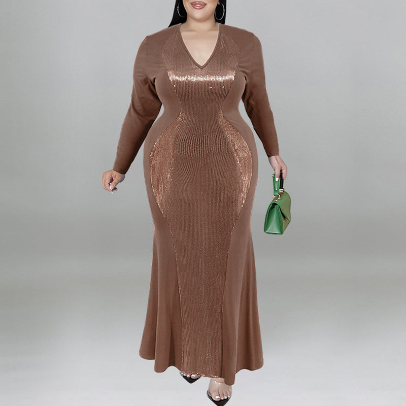 Elegant Long Sleeve Beaded Evening Dress for Women - Perfect for Parties, Weddings & Special Occasions