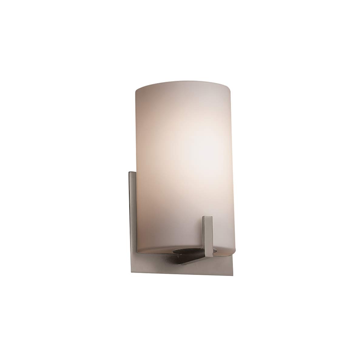 Justice Design Group Fusion Century 1-Light Wall Sconce - Brushed Nickel Finish with Opal Glass Shade - Modern Wall Lighting for Bedroom, Hallway & Living Room Decor