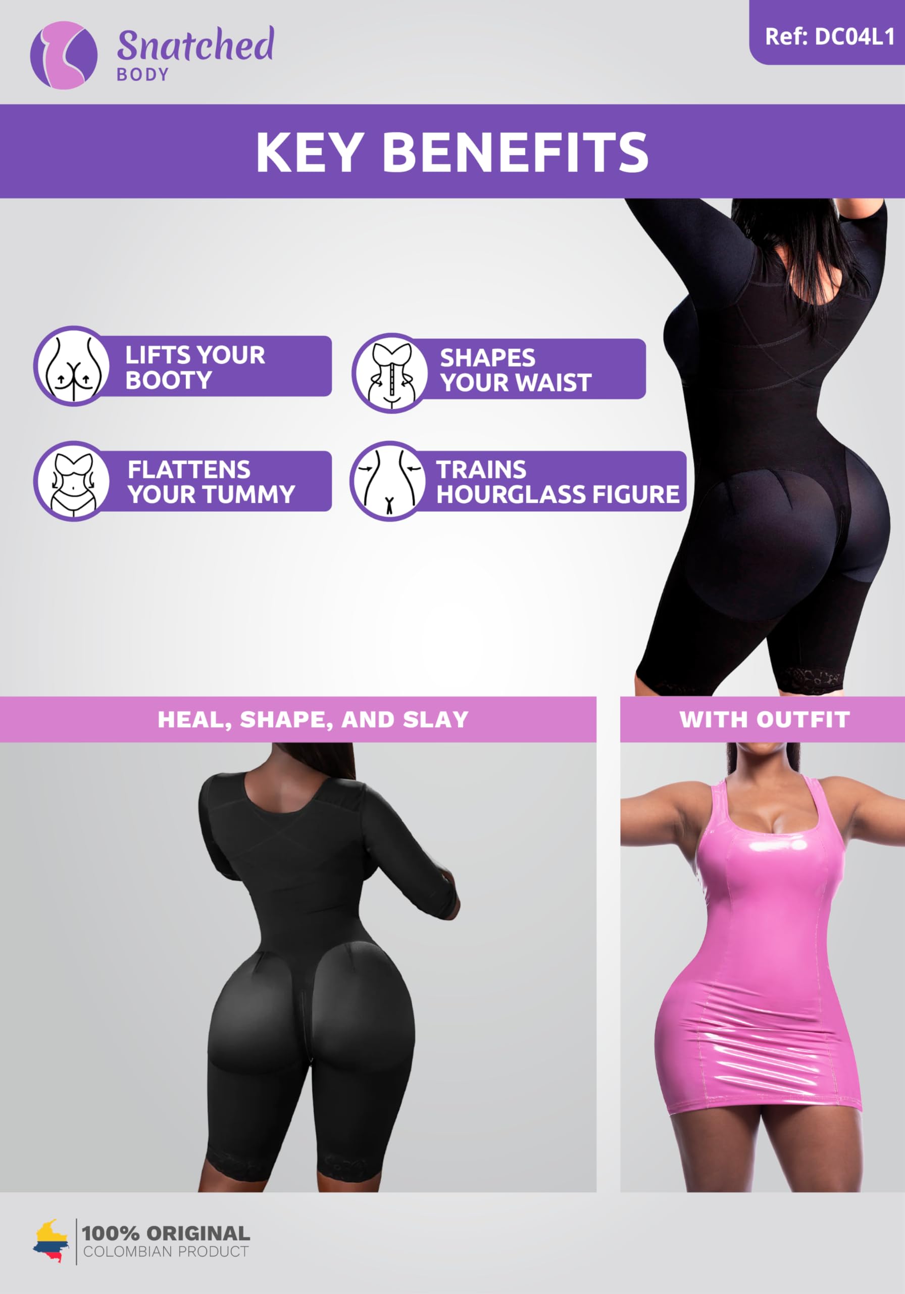 Snatched Body Women's Stage 1 Full Body Shapewear - Post Surgery Compression Garment for BBL, Tummy Control & Waist Training - Perfect for Recovery, Special Occasions & Everyday Confidence Boost