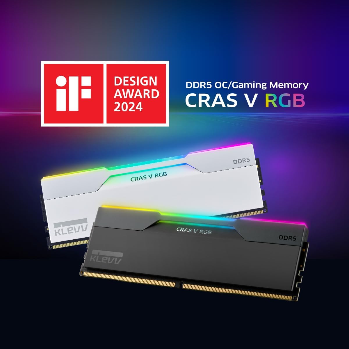 KLEVV CRAS V RGB DDR5 32GB (2x16GB) 7200MHz CL34 Gaming RAM - High Performance Desktop Memory for PC Builds (Black/White) | Perfect for Gaming, Streaming & Content Creation