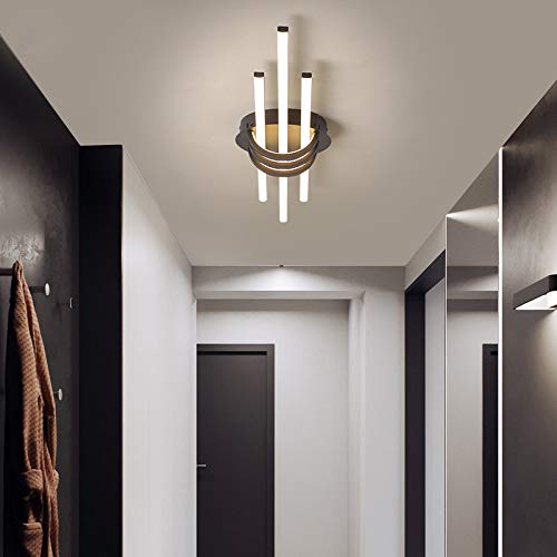 LITFAD Modern Slim Linear Flush Mount Ceiling Light - 3-Light LED Fixture with Acrylic Shade in Warm White (3000K) - Perfect for Dining Room, Bedroom, Restaurant & Hotel Lighting - Black Finish